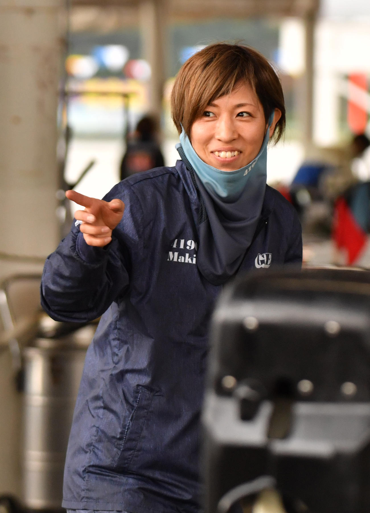 レディースチャレンジカップ前検で笑顔の長嶋万記（撮影・柴田隆二）