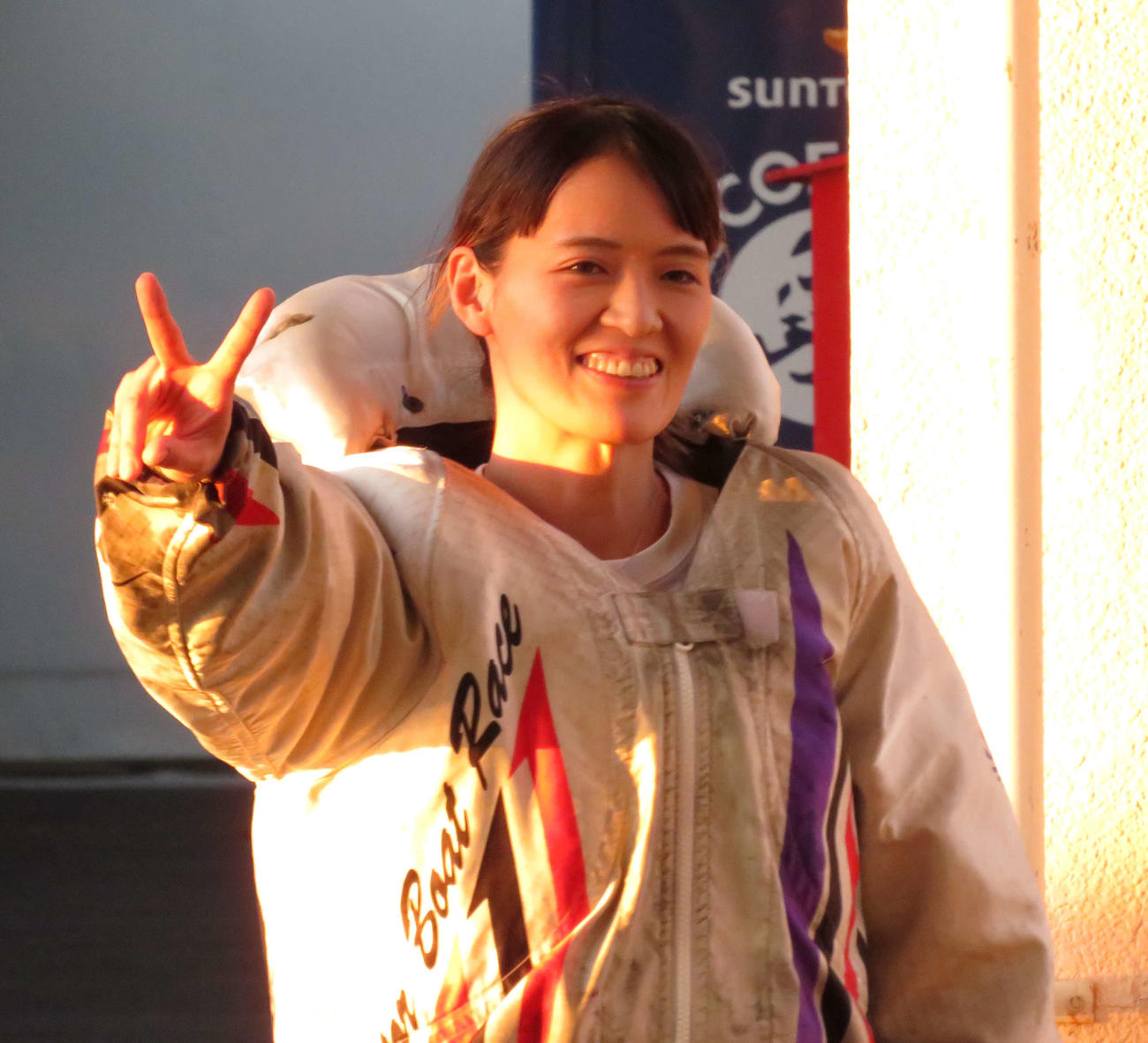 渡辺優美が勝利のVサイン。優勝戦1枠をゲットした