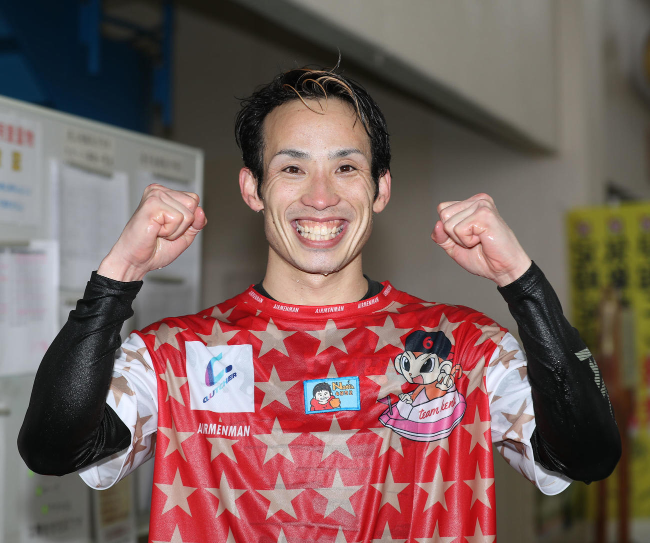 G1初出走、初勝利で水神祭の祝福を受けた柴田直哉（撮影・屋方直哉）