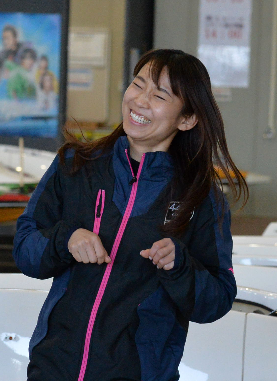 レディースオールスターのドリーム戦出場者の守屋美穂は笑顔を見せる