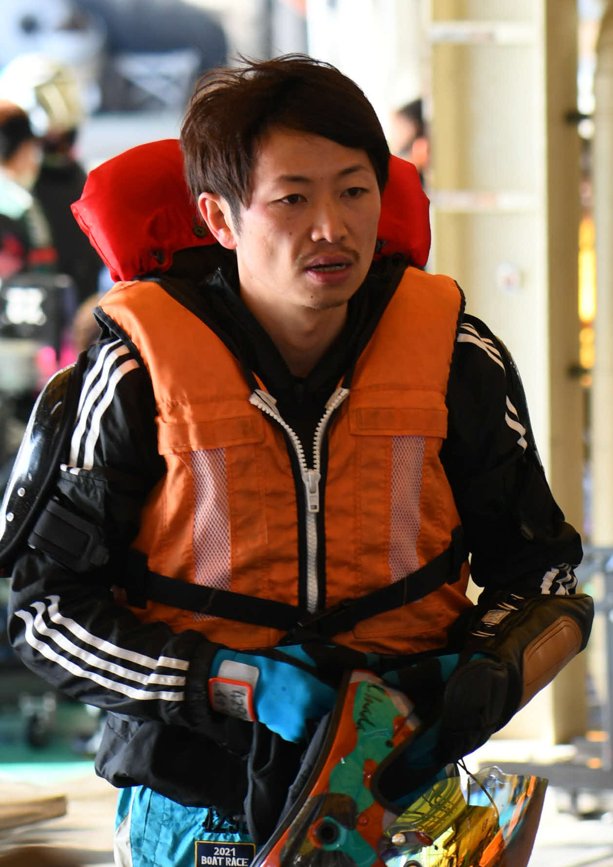 稲田浩二が初日12Rの1枠にスタンバイ。まずは白星をもぎ取る（撮影・北條直治）