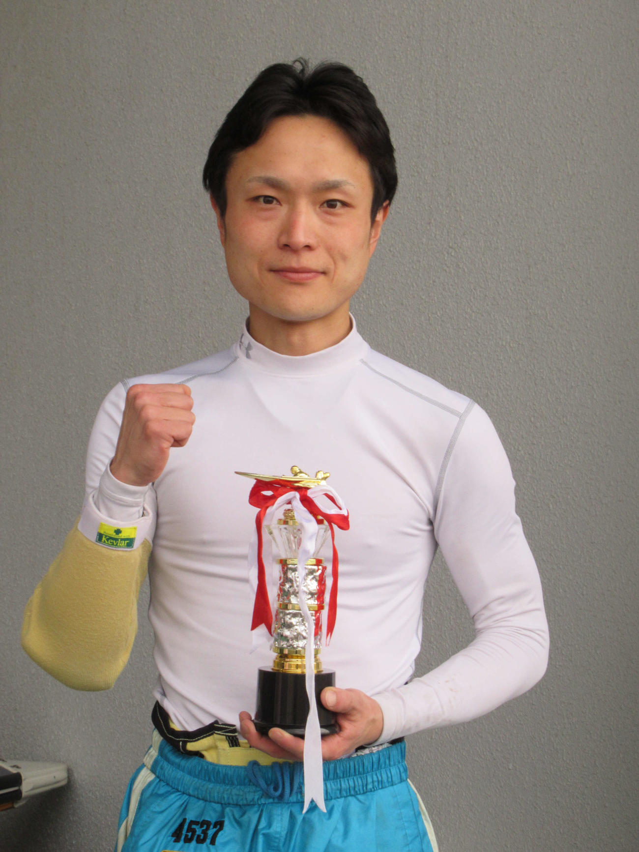 4月の蒲郡G1に続く連続優勝を飾り、SGでの活躍を誓う渡辺和将（撮影・高田和典）