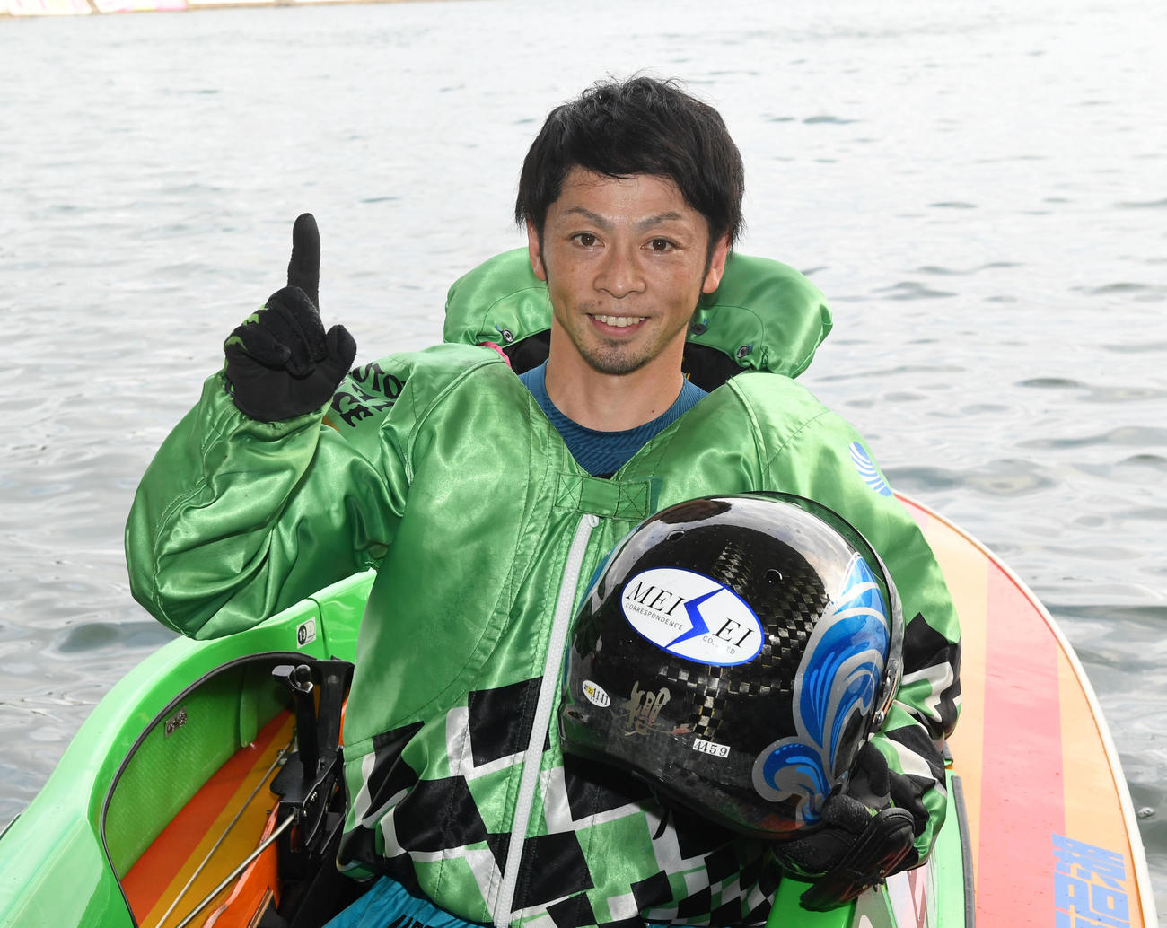 ボートレースメモリアルでSG初制覇を果たし笑顔の片岡雅裕（撮影・前岡正明）