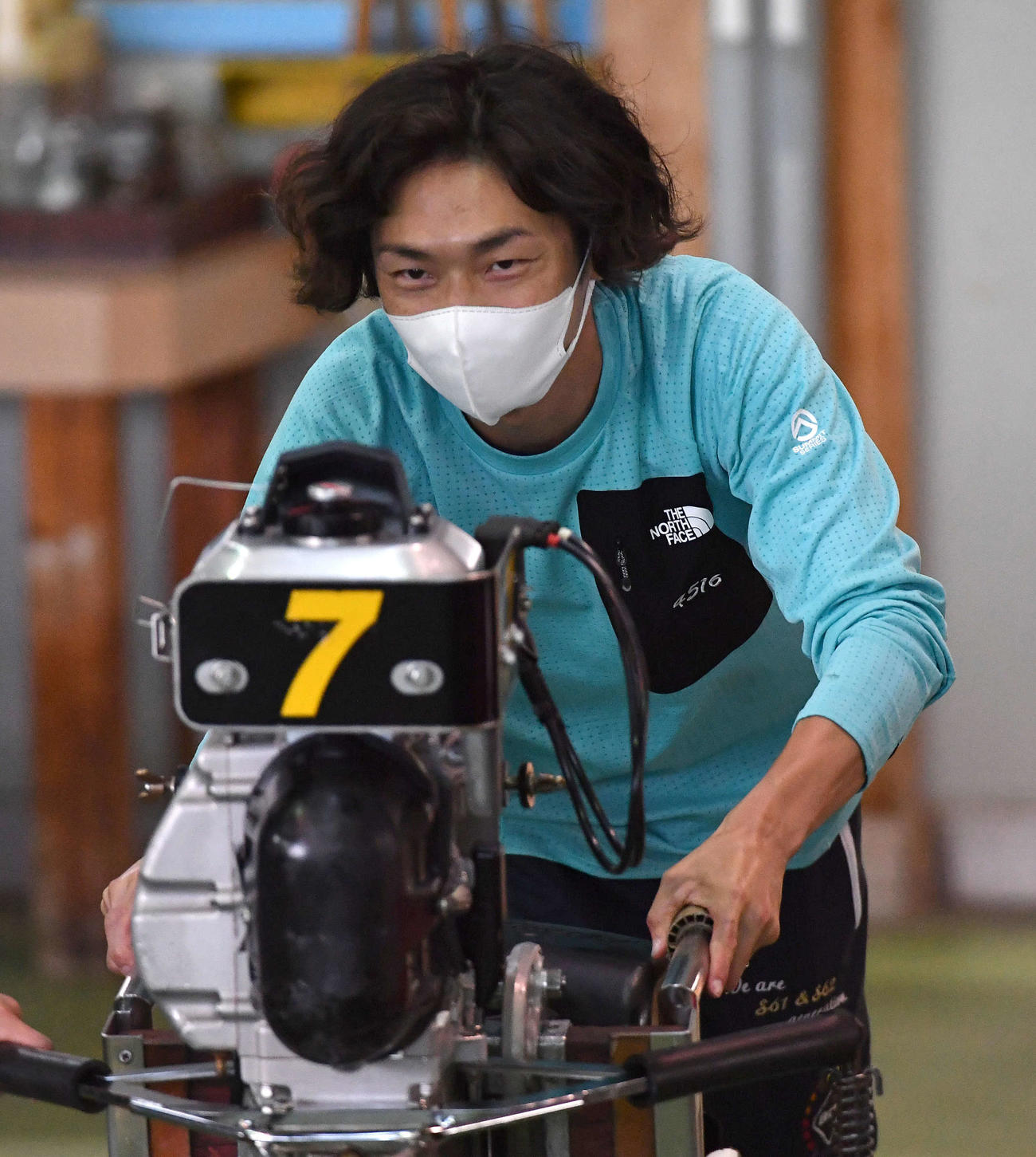 ファン感謝3Daysボートレースバトルトーナメント前検　エース機を引き当てた野口勝弘（撮影・岩下翔太）