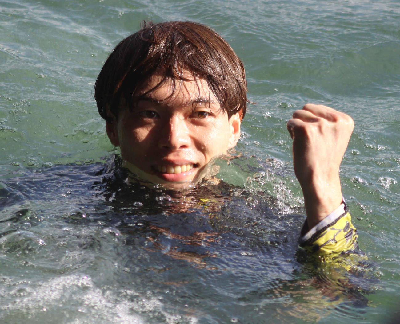 2日目4R、まくりを決めてG1初1着となった松本一毅が水神祭