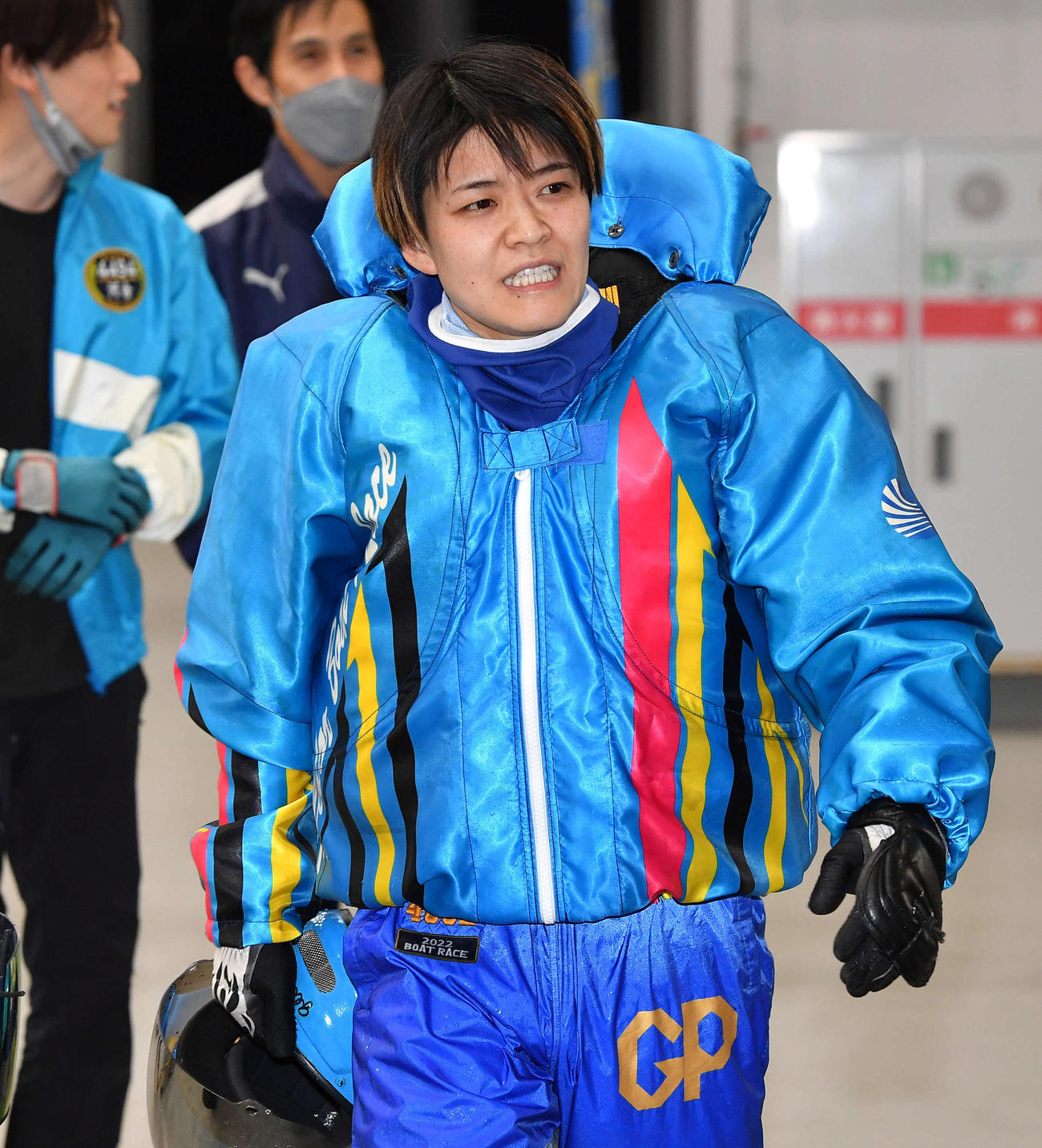 SG第37回グランプリ1日目　11Rのトライアル1stを終えて引き揚げる遠藤エミ（撮影・岩下翔太）