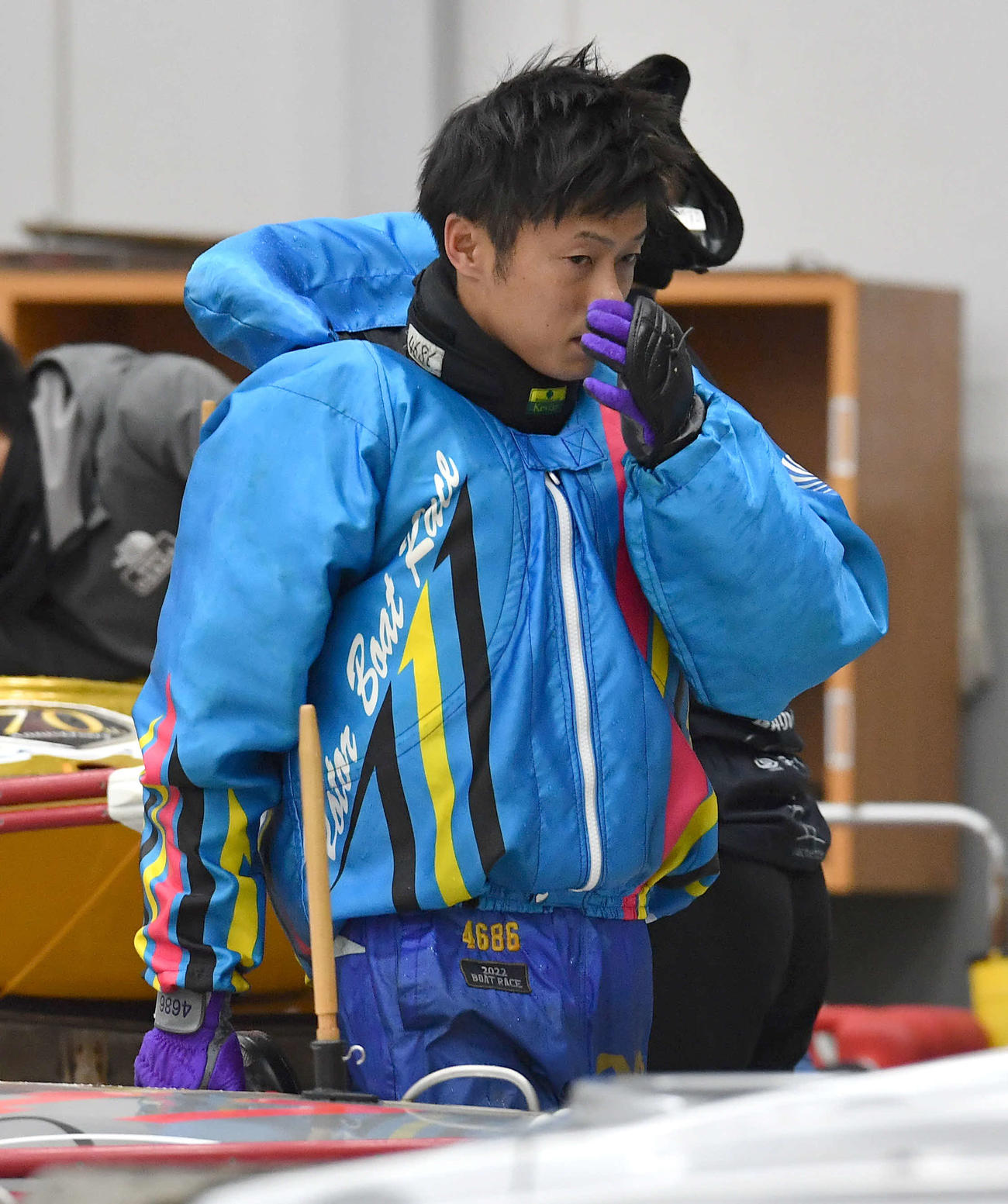 SG第37回グランプリ3日目　11Rグランプリトライアル2nd、フライングをした丸野一樹は厳しい表情で引き揚げる（撮影・岩下翔太）