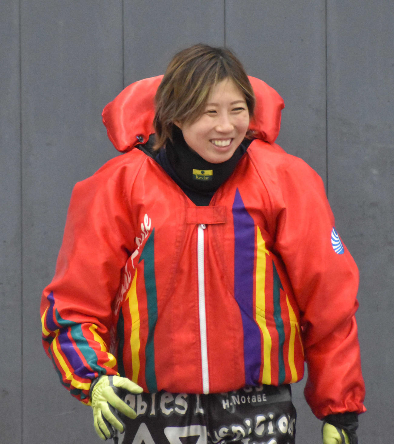 野田部宏子が9R、3コースまくりを決めて笑顔を見せた