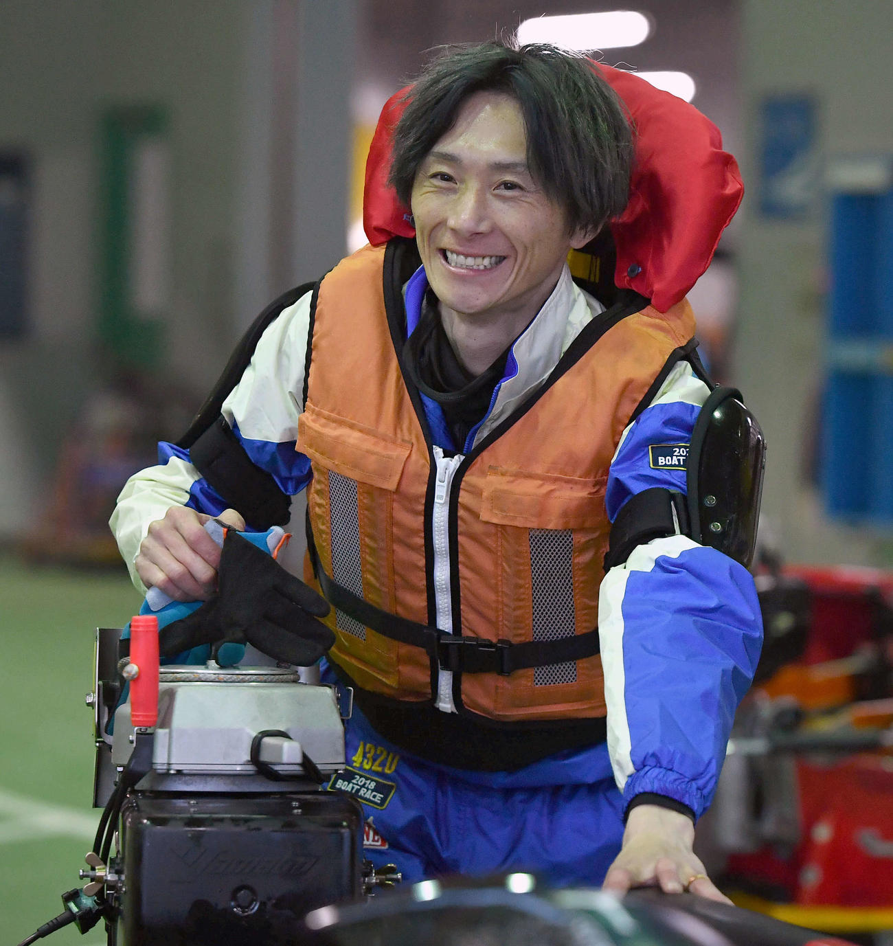 G1全日本覇者決定戦前検　笑顔を見せる峰竜太