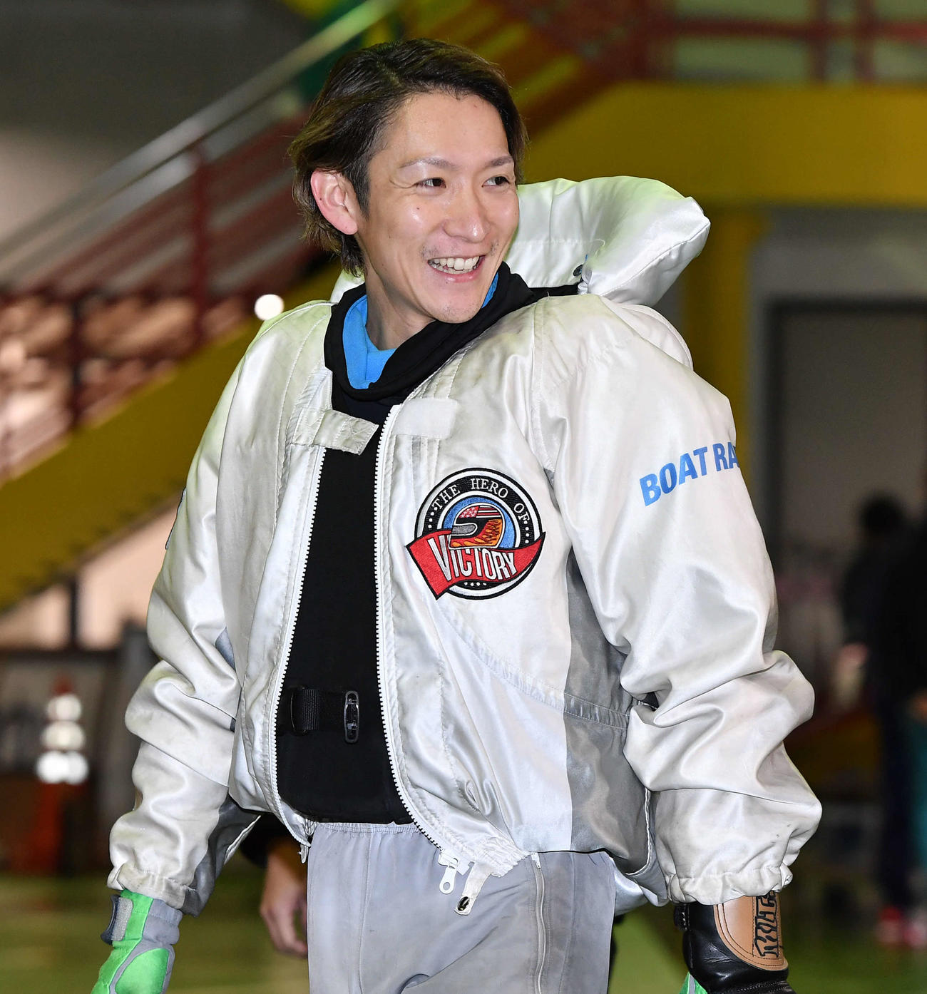 G1九州地区選手権競走5日目　9R準優勝戦、1着の4522古沢光紀（撮影・岩下翔太）