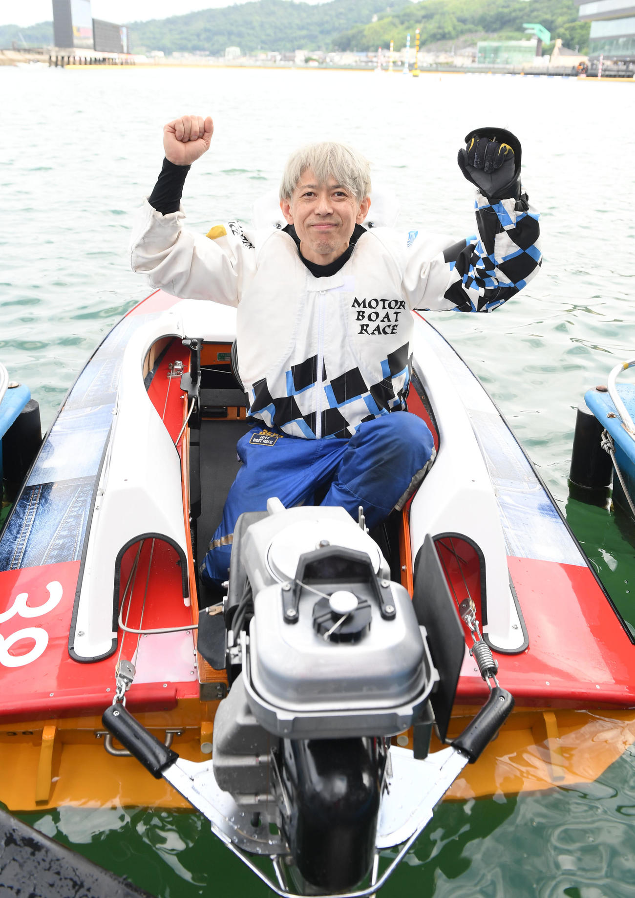 21年6月児島SGグランドチャンピオン優勝戦を制しガッツポーズの前本泰和