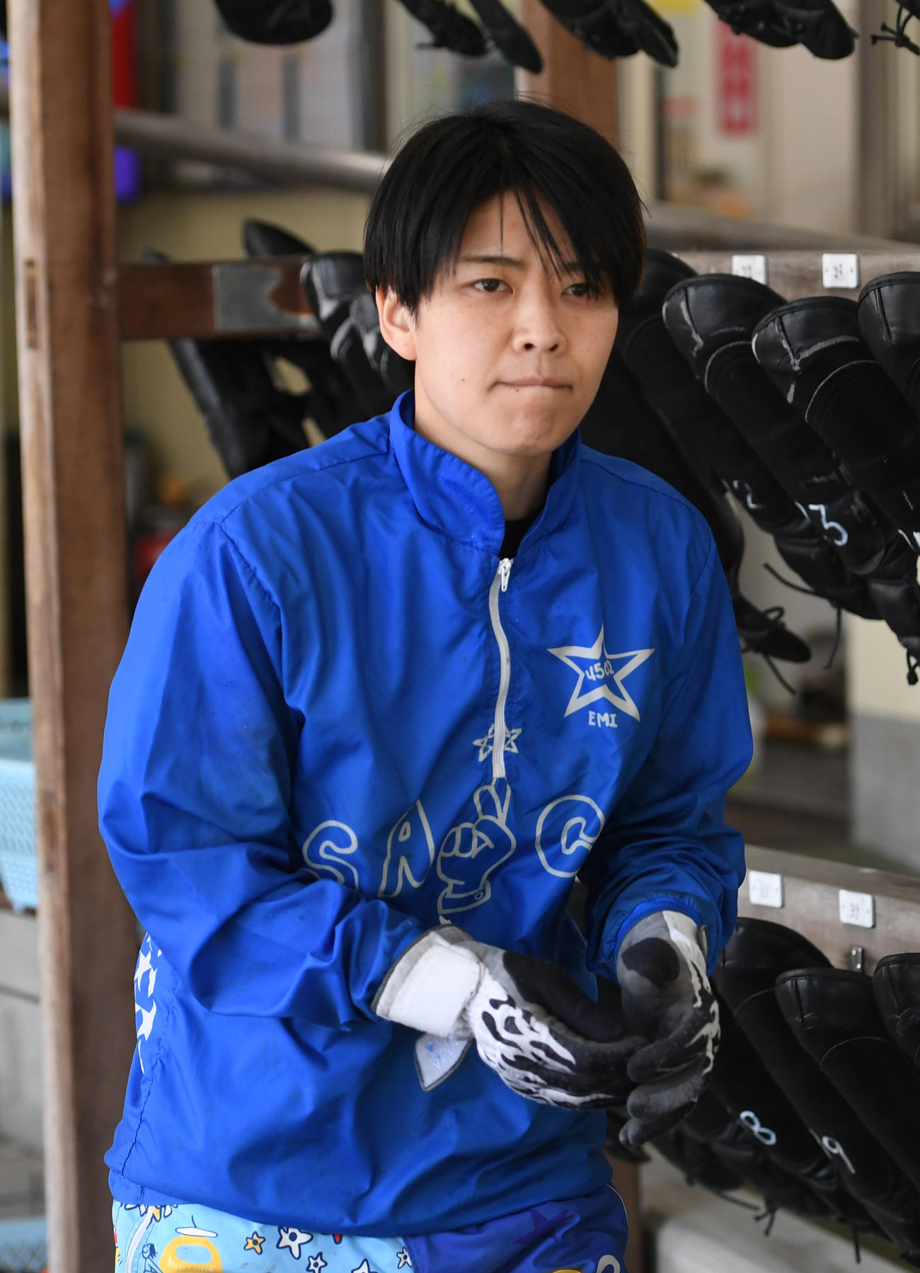 前検の遠藤エミ（撮影・柴田隆二）