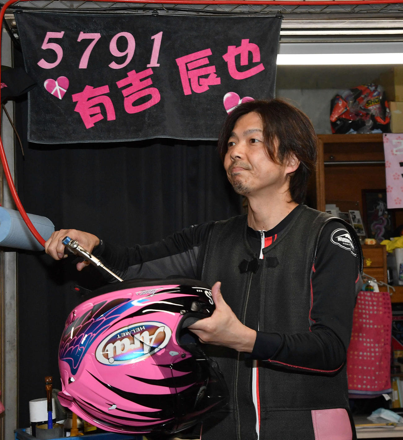 SGオールスターオートレース2日目　11R、3着の有吉辰也（撮影・岩下翔太）