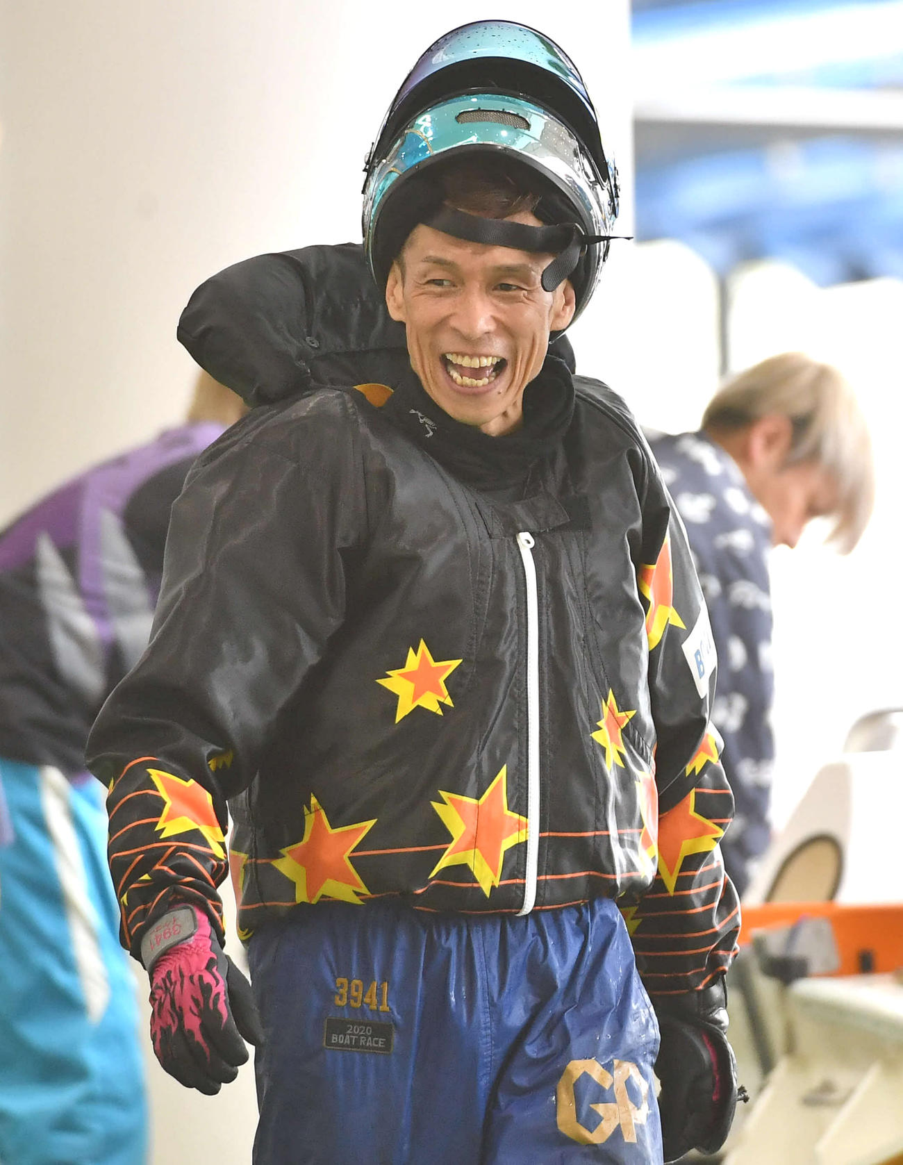 芦屋3日目10Rを終えて笑顔を見せる池田浩二（撮影・岩下翔太）