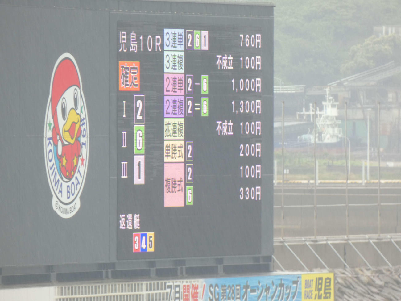 10Rで3艇の集団フライングが発生。3連複と拡連複が不成立となった