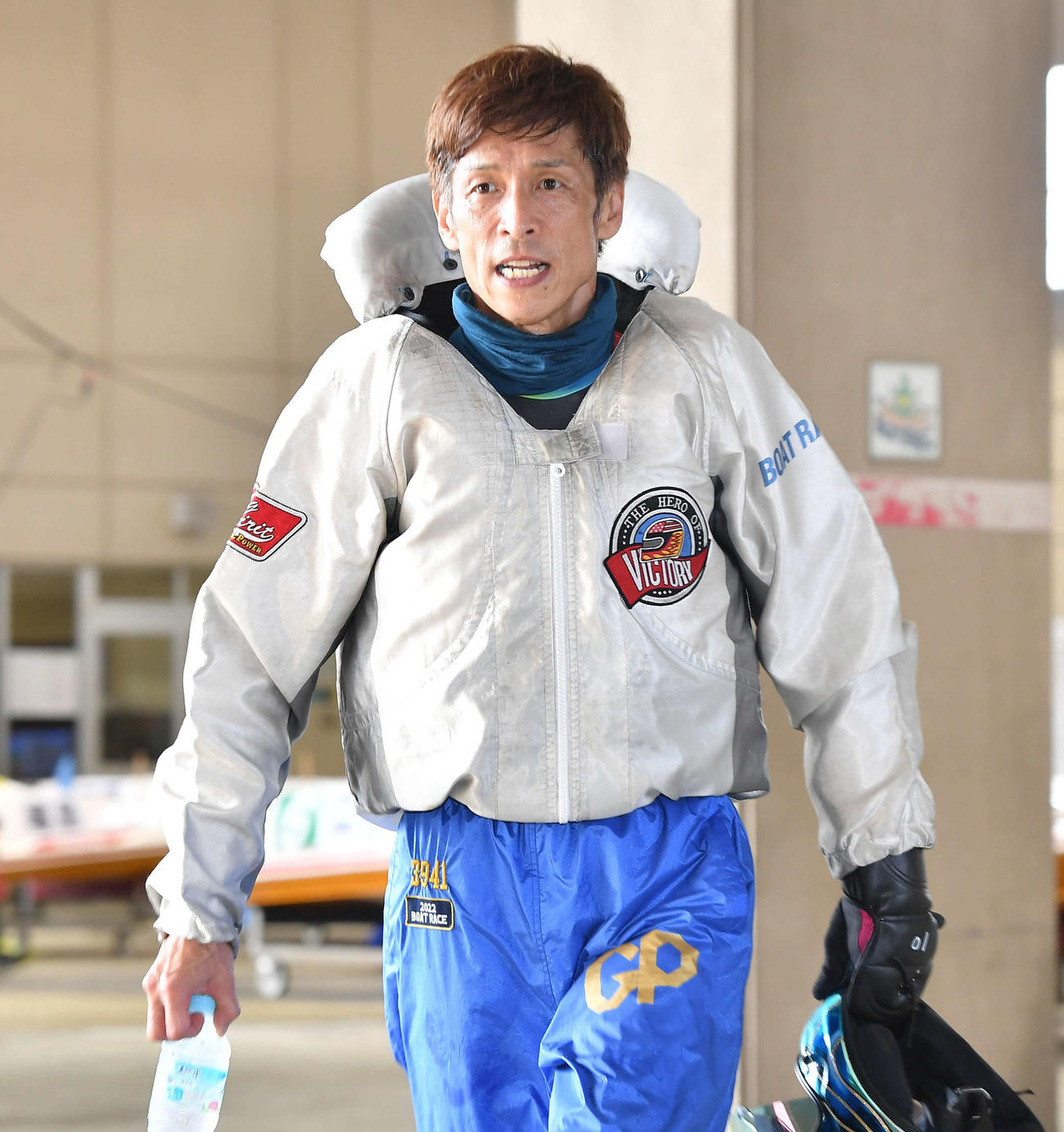 ドリーム戦の勝利インタビューを終えて引き揚げる池田浩二（撮影・岩下翔太）