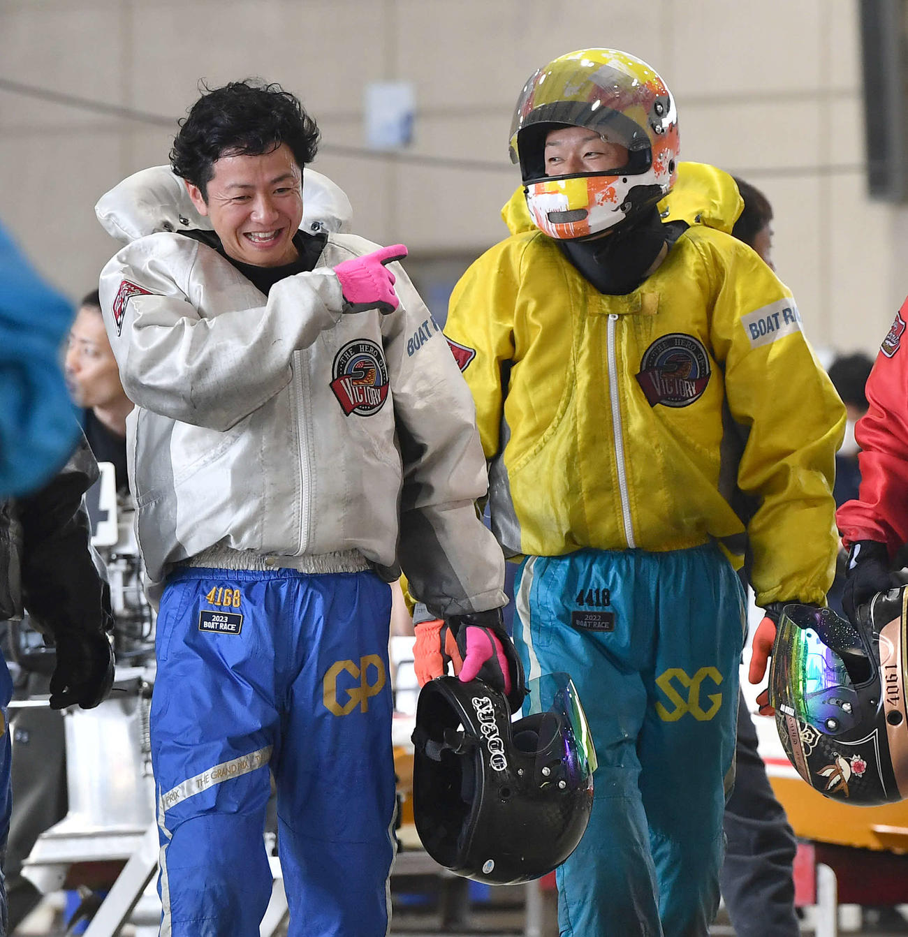 準優11Rで優出を決めた1着・石野貴之（左）と2着・茅原悠紀（撮影・岩下翔太）