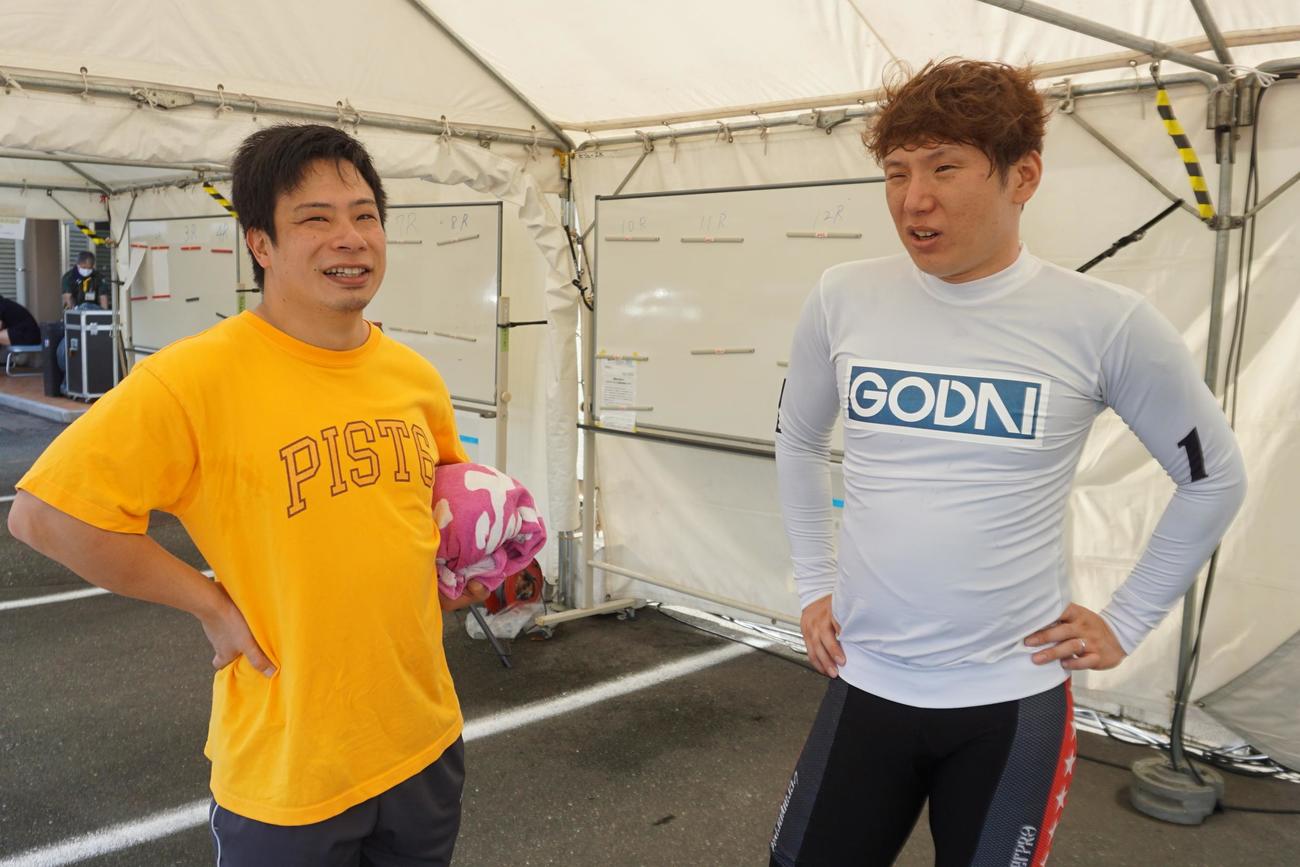 津村洸次郎（左）と坂本健太郎は地元G3決勝進出に成功してほっとした表情を見せた