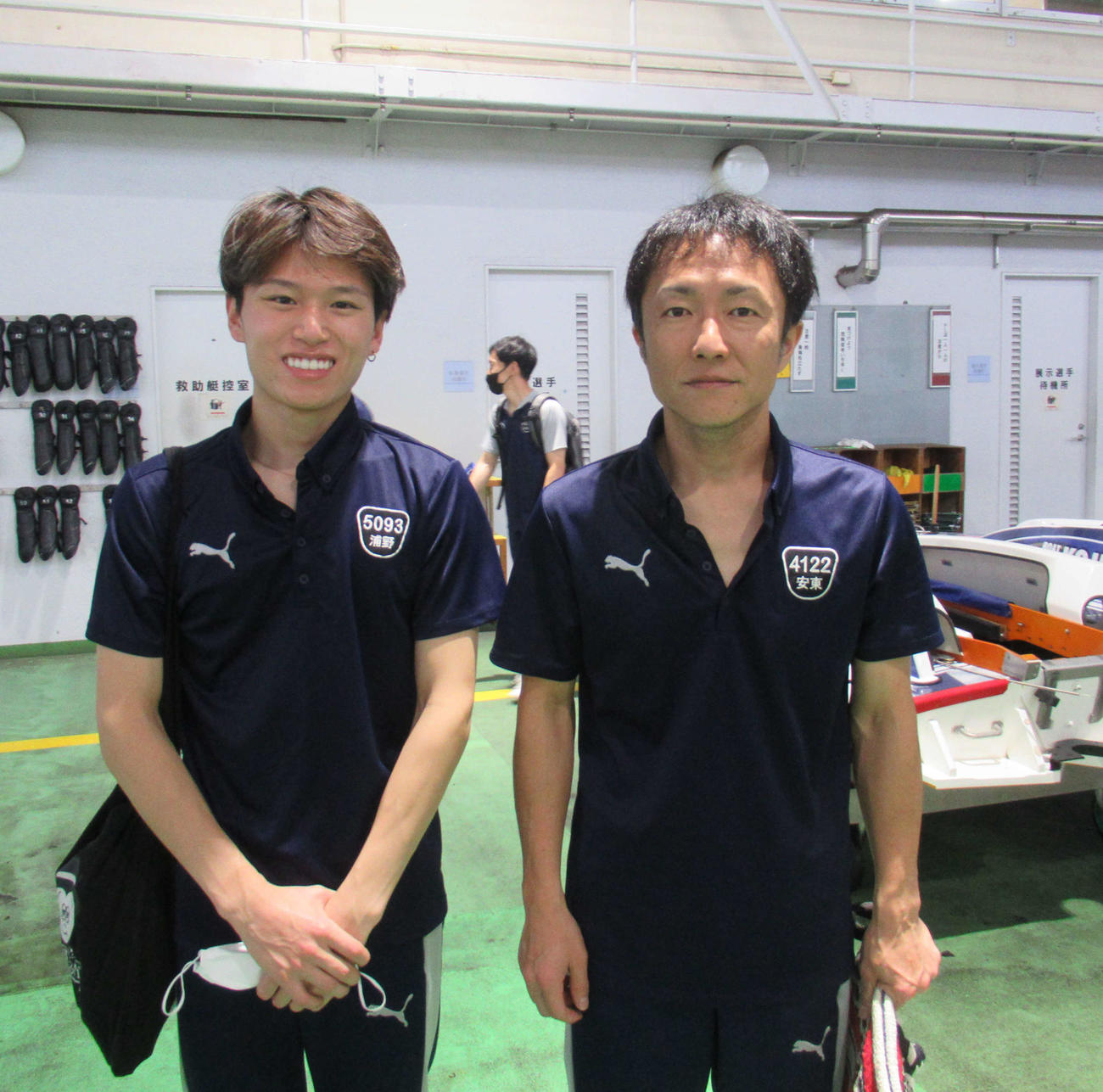 安東幸治（右）と浦野海の師弟コンビは、そろって準優進出を決めた（撮影・高田和典）