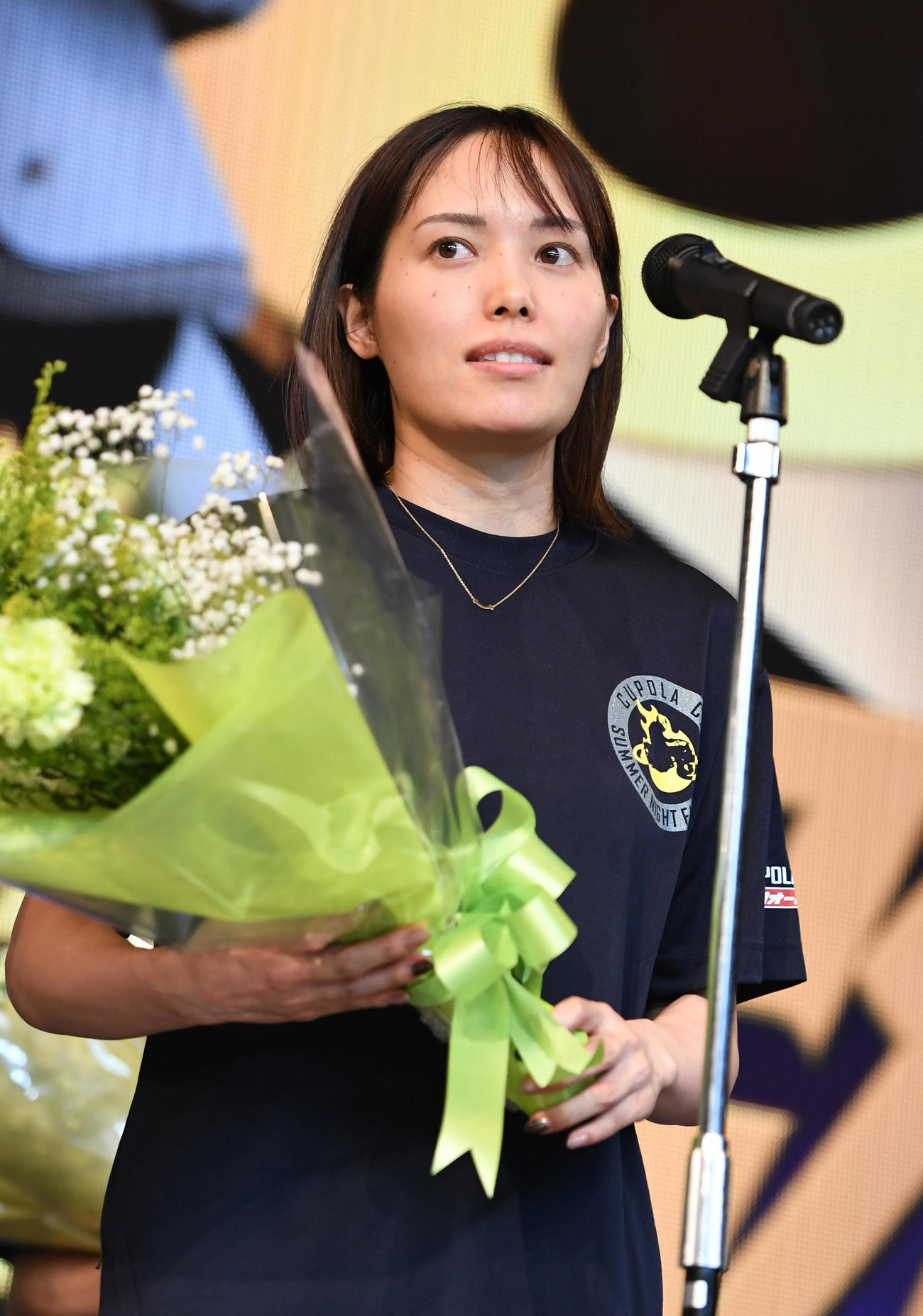 キューポラ杯優勝戦出場選手紹介式であいさつする佐藤摩弥（撮影・柴田隆二）