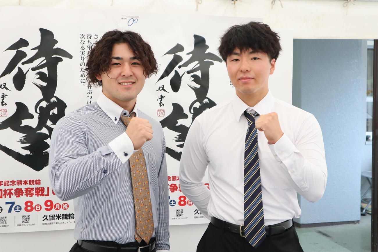 半田誠（左）と佐藤壮志の熊本コンビが息の合った連係を披露する