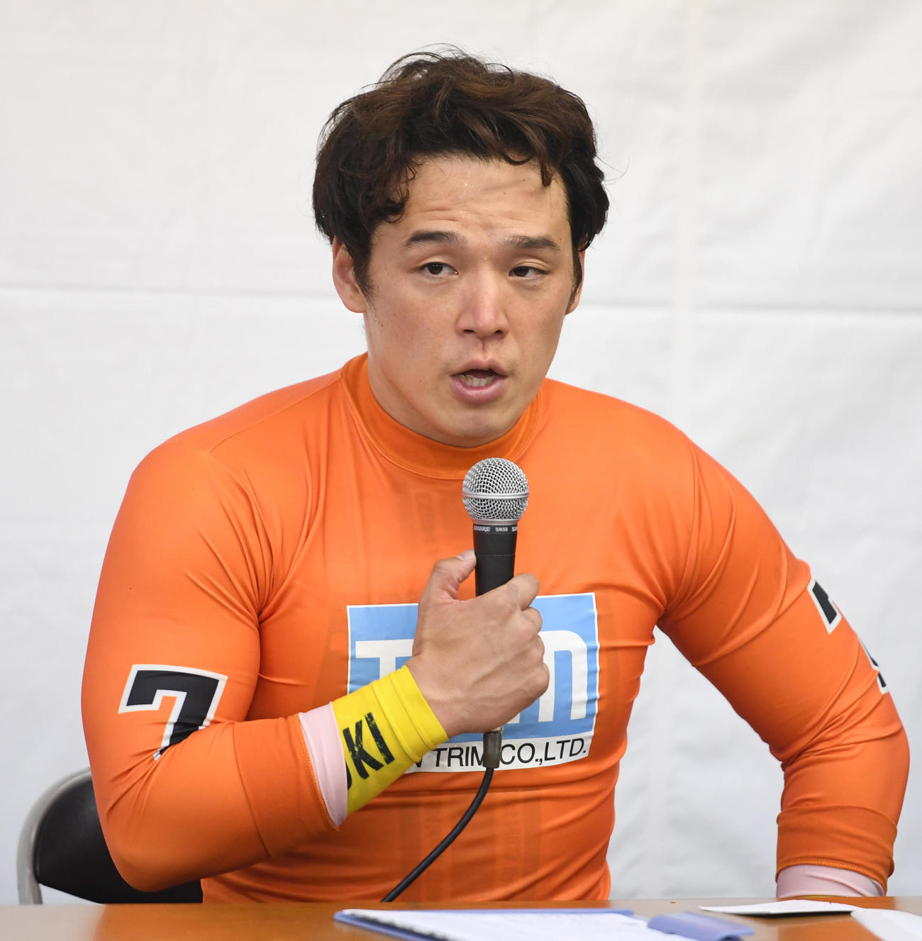 2日目10RS級2次予選で1着の三谷竜生は会見する（撮影・柴田隆二）