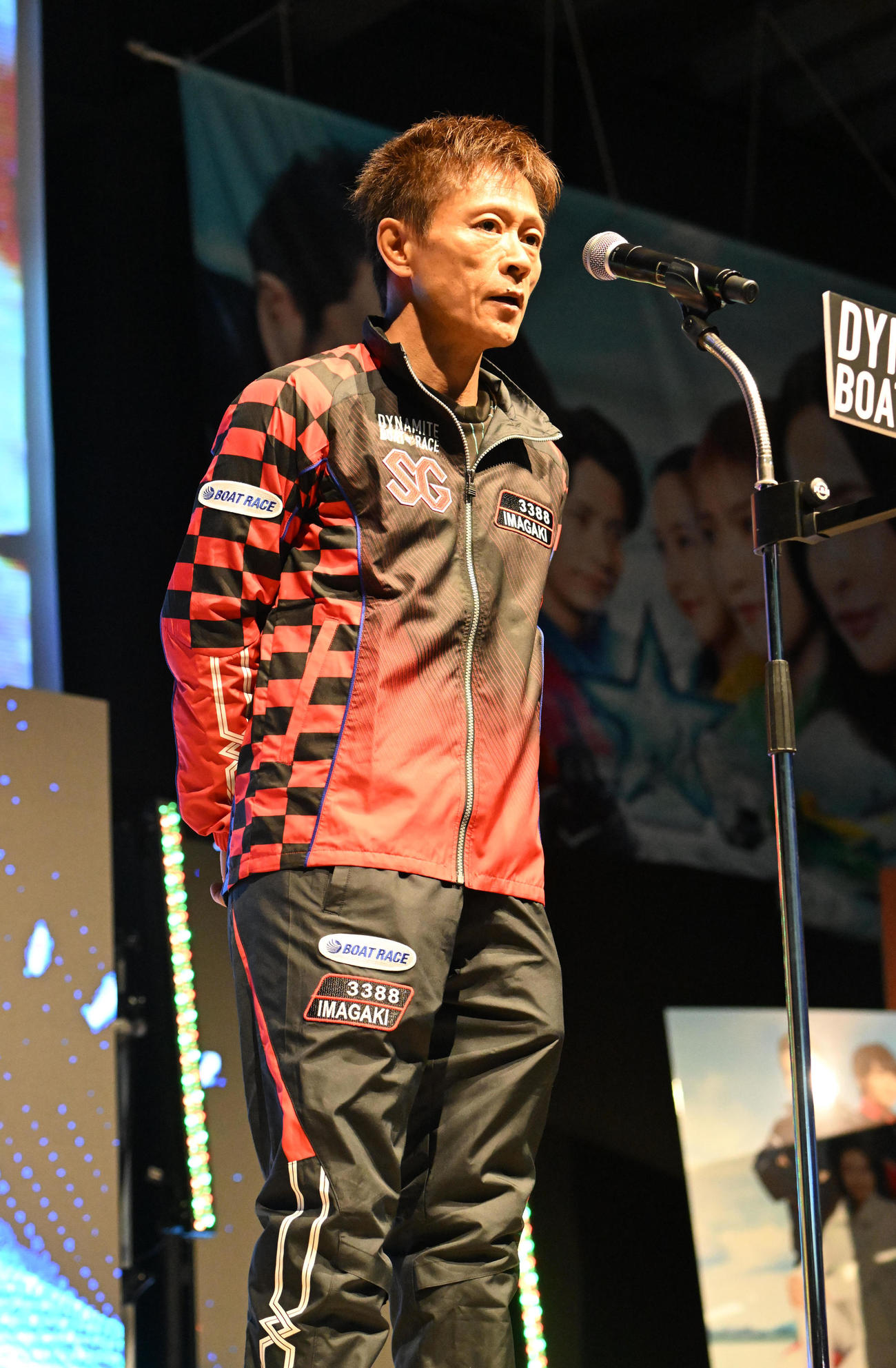 選手紹介でアピールする今垣光太郎（撮影・和賀正仁）