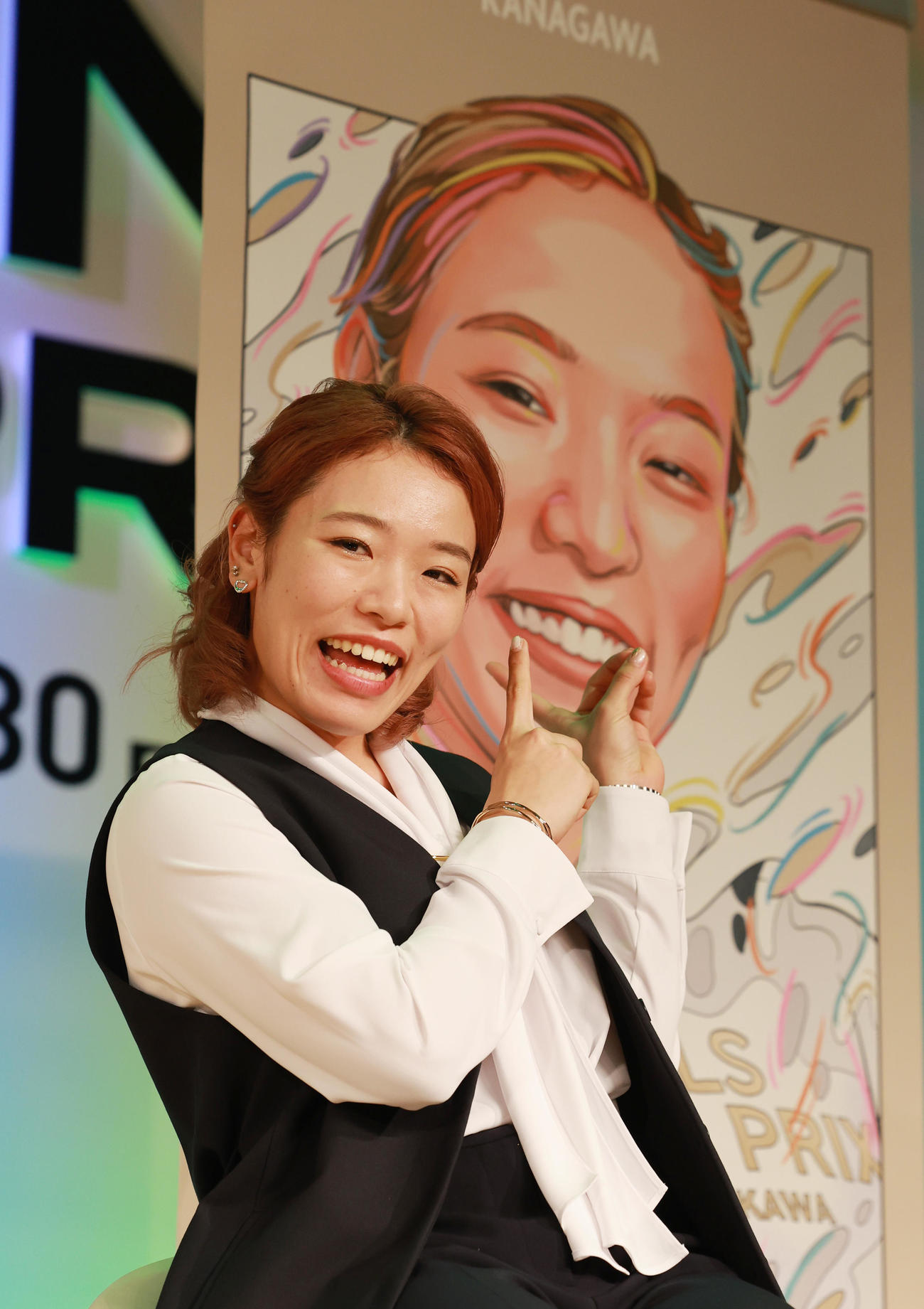 ガールズグランプリ2023の前夜祭に登場した佐藤水菜（撮影・野上伸悟）