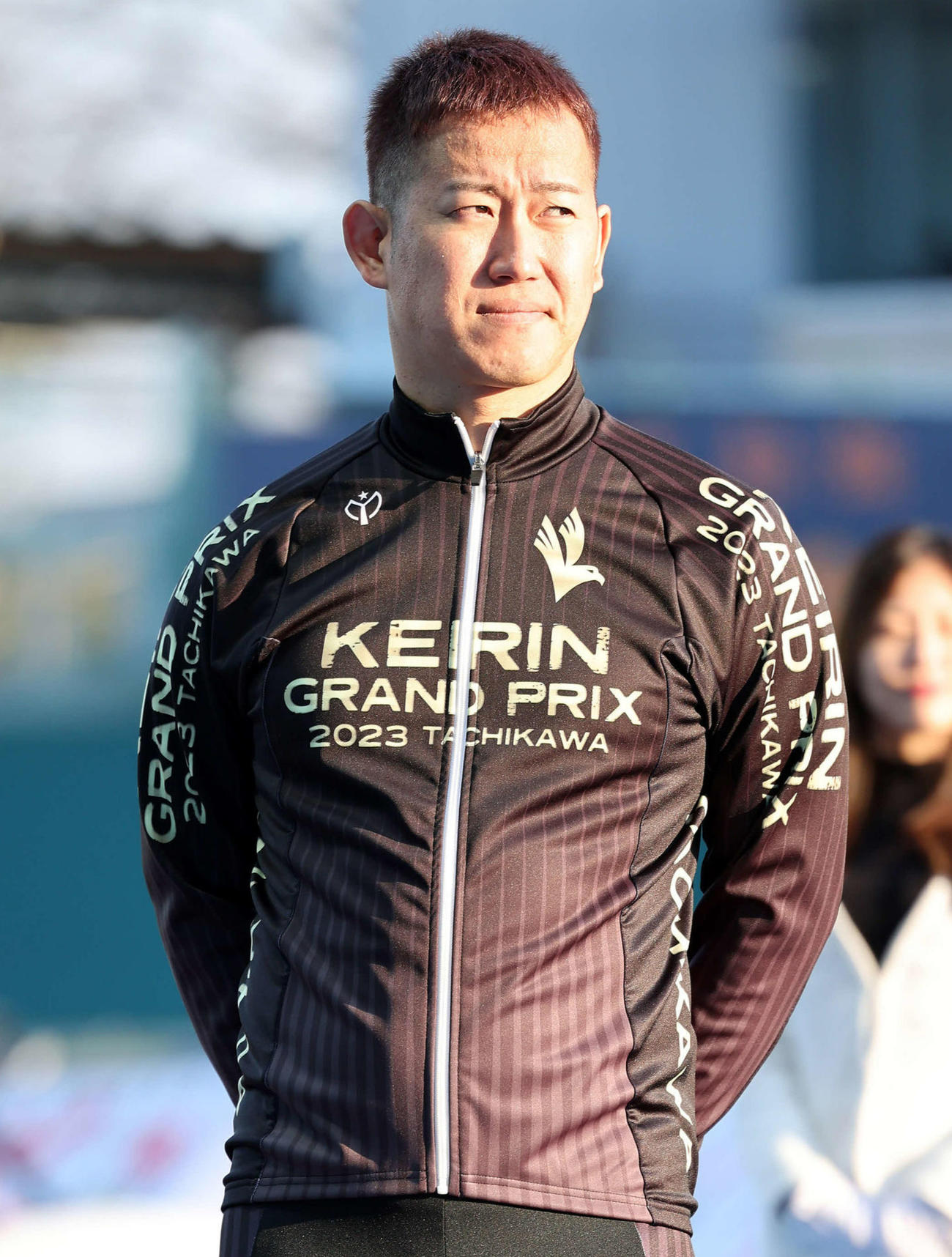 セレモニーに登場した脇本雄太（撮影・鈴木正人）