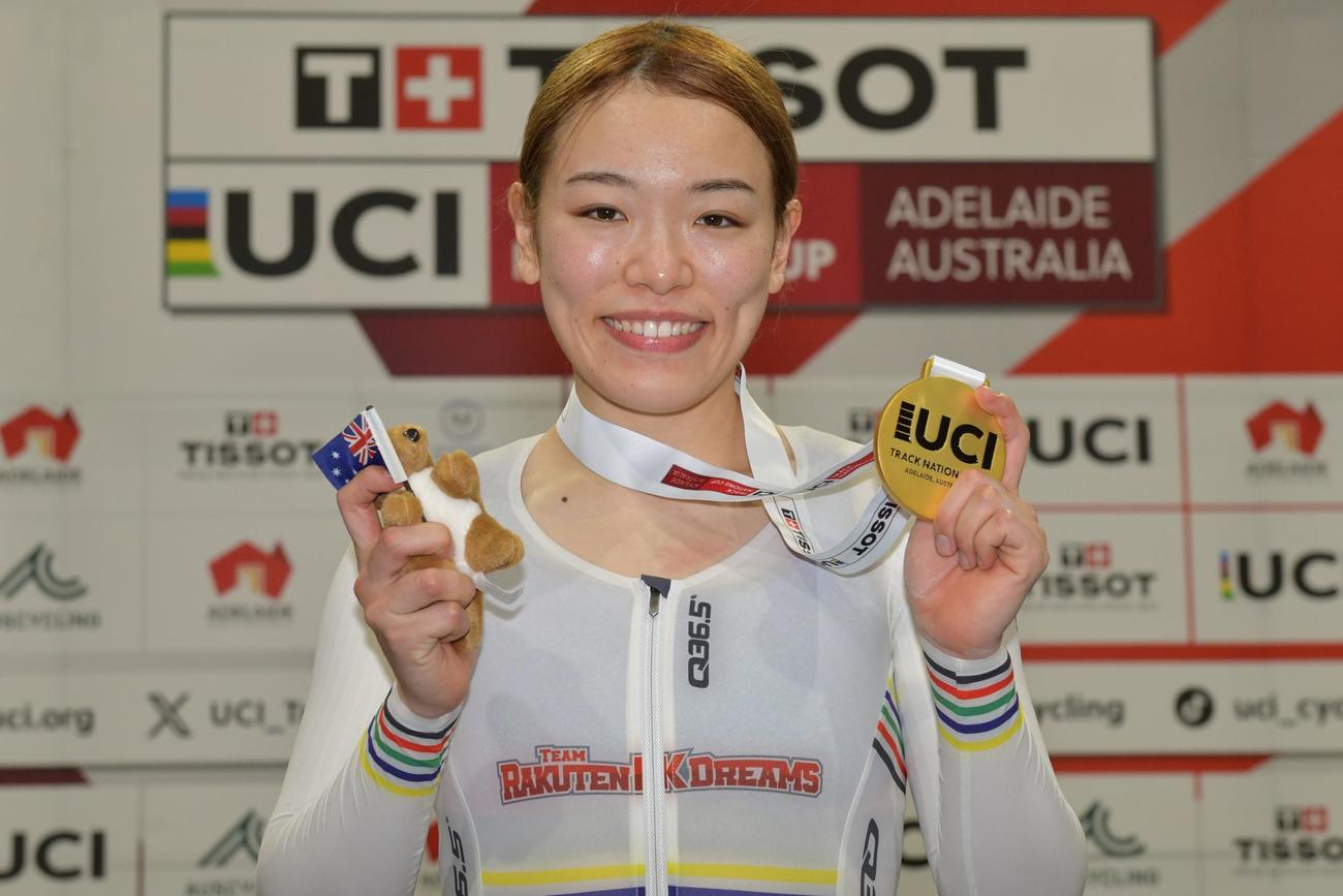ネーションズC第1戦女子ケイリンで金メダルを獲得した佐藤水菜（提供：日本自転車競技連盟）