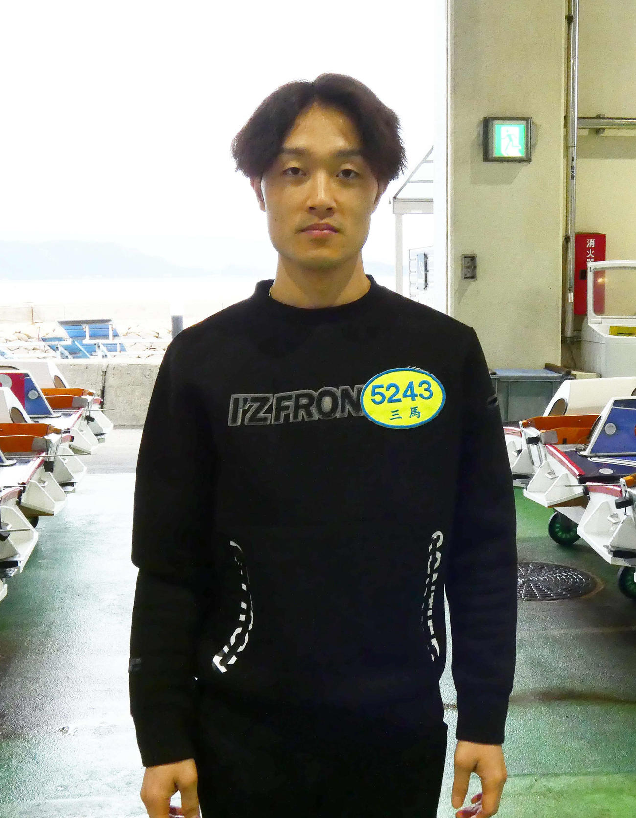 三馬崇史は2日目1回走りで12R6枠に登場。インの井上忠政を攻略できるか（撮影・前原一樹）