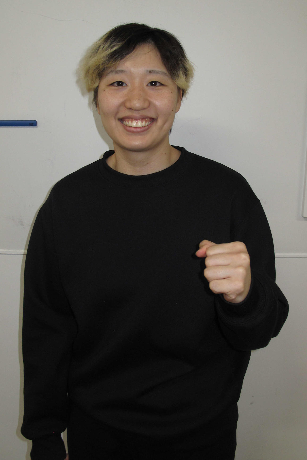 3場所ぶりの連対に笑顔の岡本二菜（撮影・和田年弘）