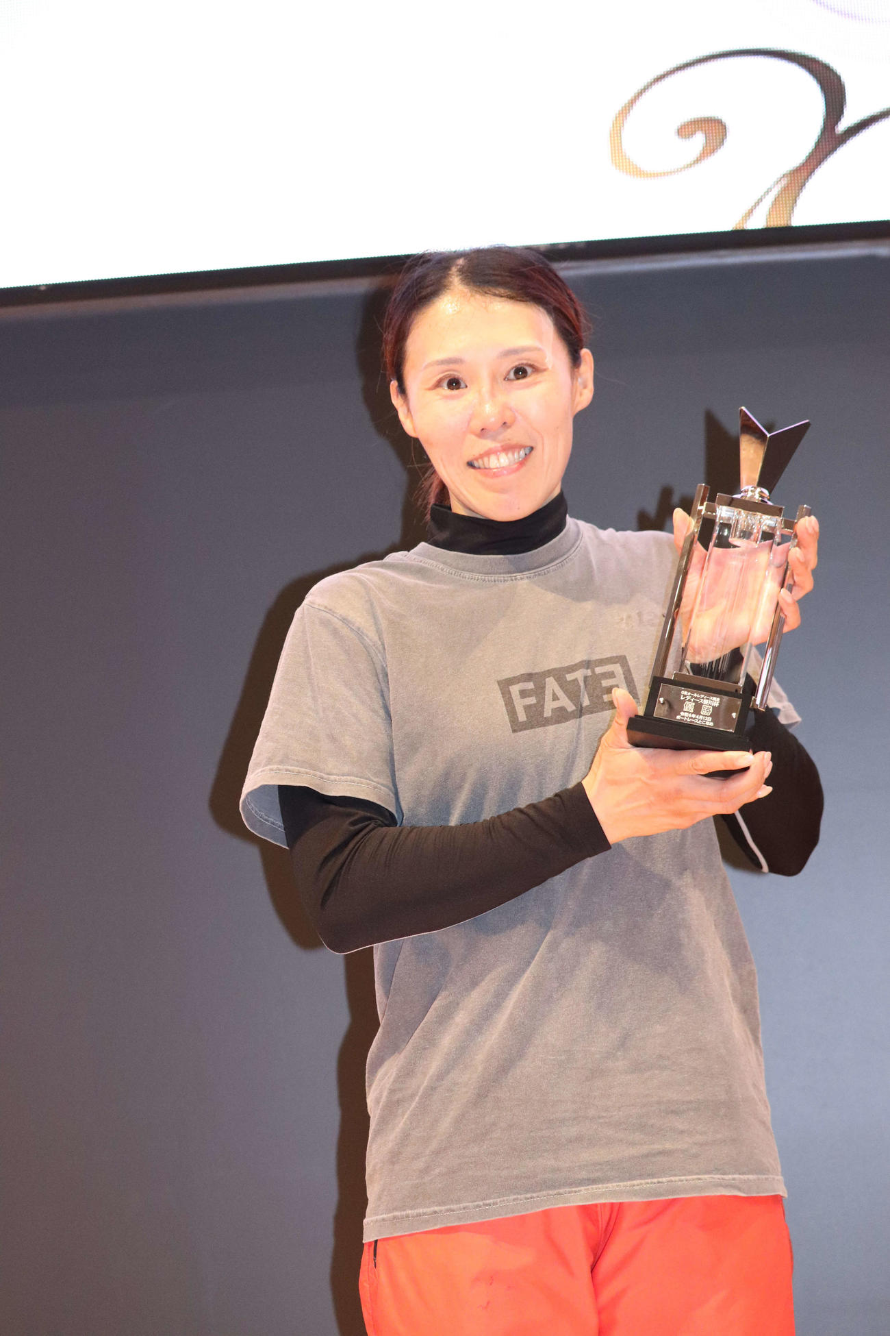 G3オールレディース笹川杯を制し、笑顔の細川裕子