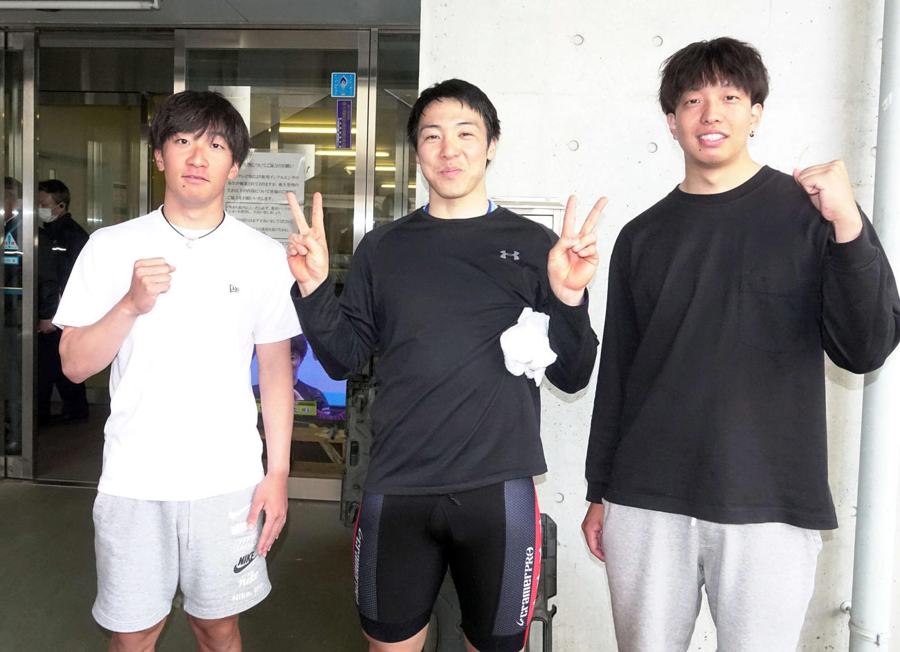 埼玉期待の若手トリオもそろって2次予選に駒を進めた。左から山口多聞、黒沢征治、太田龍希