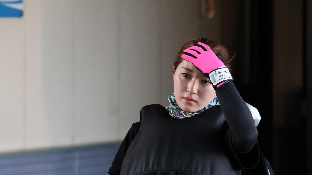 スタート練習から引き上げてきた西橋奈未