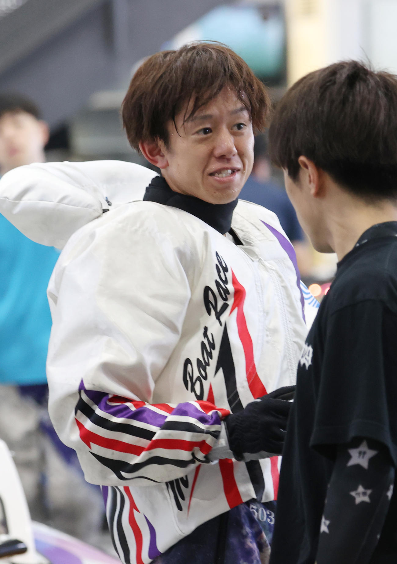 予選1RでG1初勝利を挙げた金田智博は笑顔を見せる（撮影・柴田隆二）