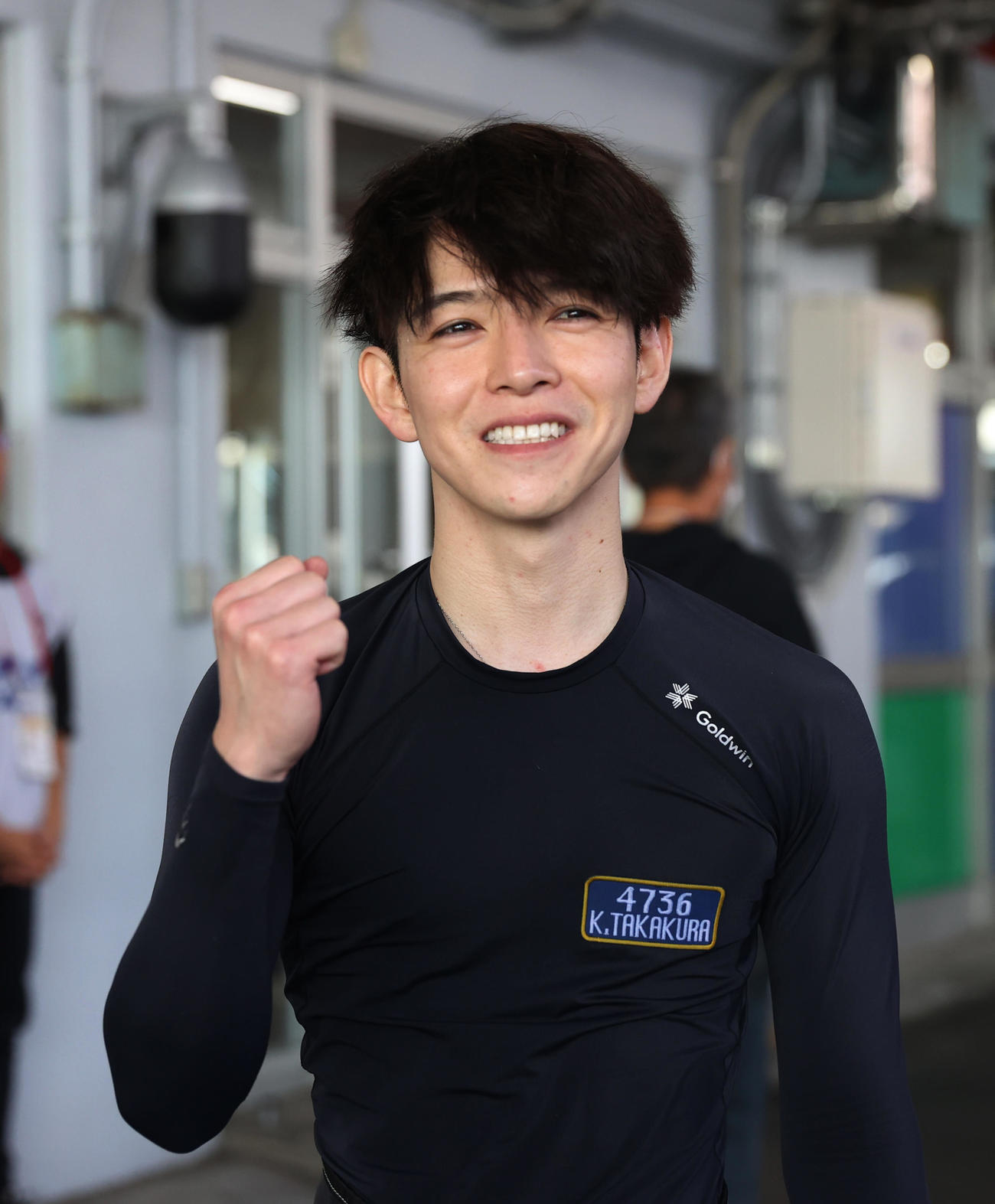 予選8RでSG初勝利を挙げた高倉和士はガッツポーズ（撮影・柴田隆二）