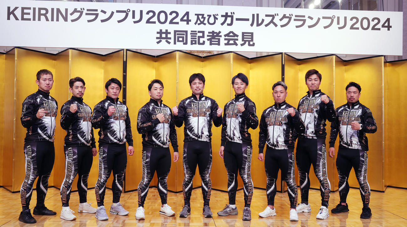 KEIRINグランプリの車番順に（右から）古性優作、平原康多、郡司浩平、真杉匠、岩本俊介、清水裕友、北井佑季、新山響平、脇本雄太