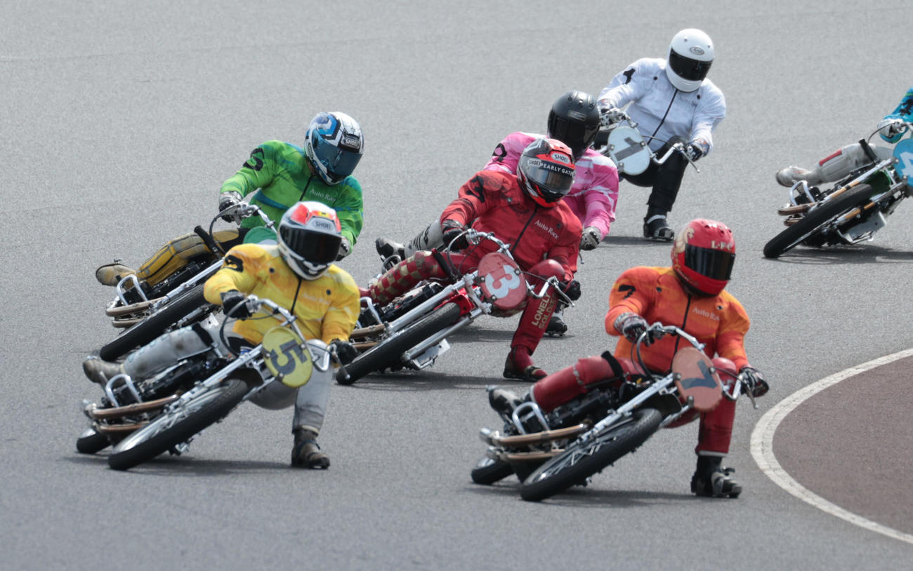 予選6R、1着木村武之（7）、2着丸山智史（5）、3着掛川和人（3）（撮影・柴田隆二）