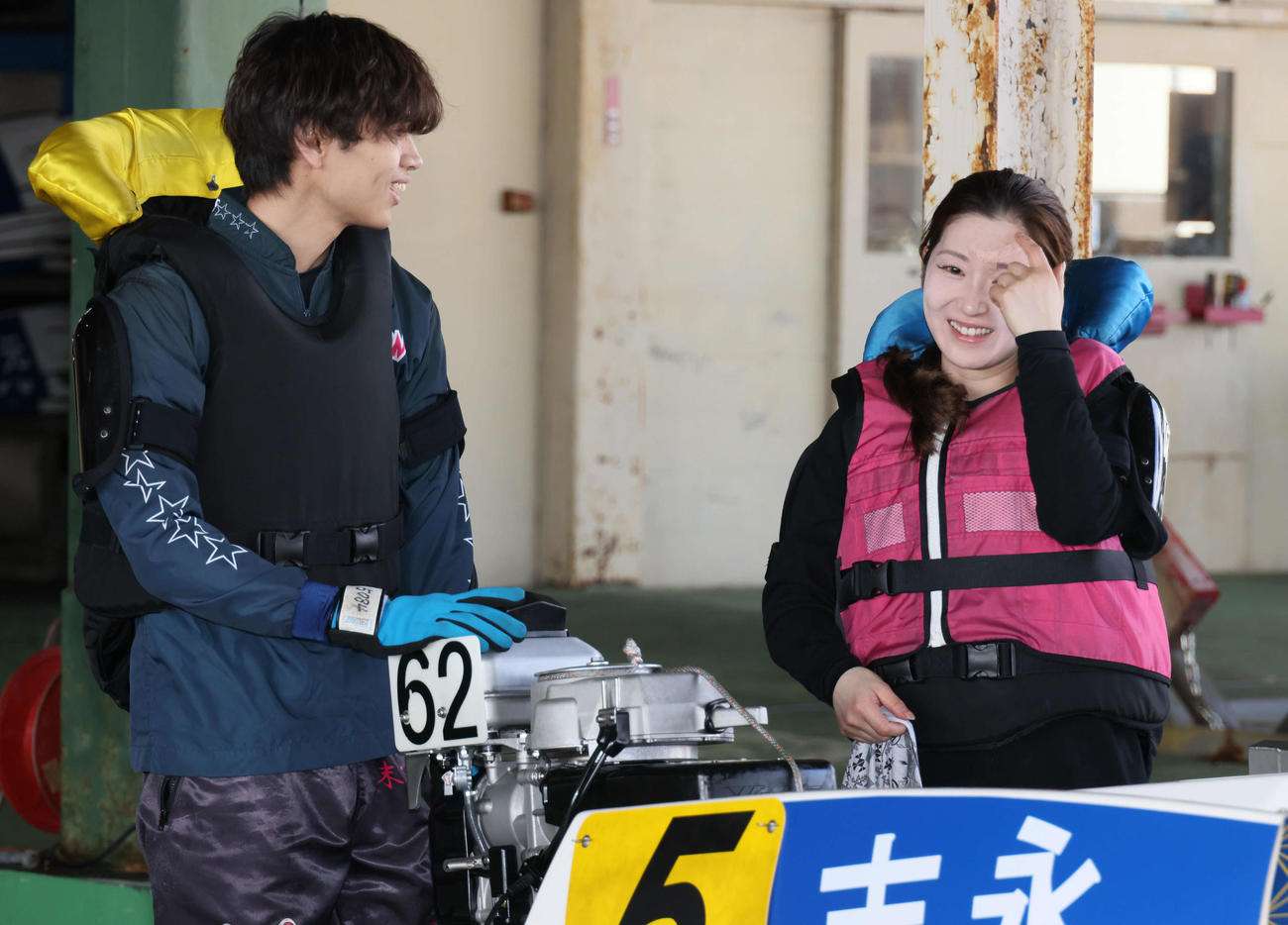 G1宮島チャンピオンカップ前検　西橋奈未4961（右）と末永和也5084（撮影・加藤孝規）
