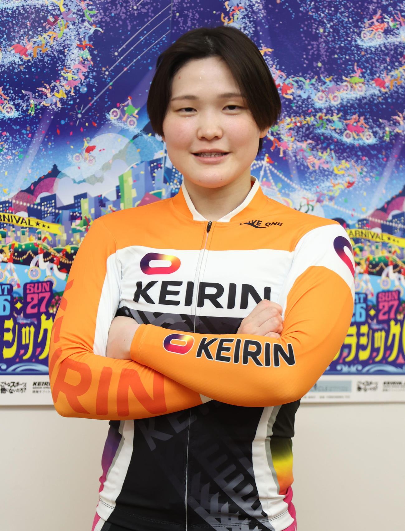 岐阜競輪　オールガールズクラシック最終日　6Rガールズ決勝Cで1着の仲沢春香（撮影・西尾就之）