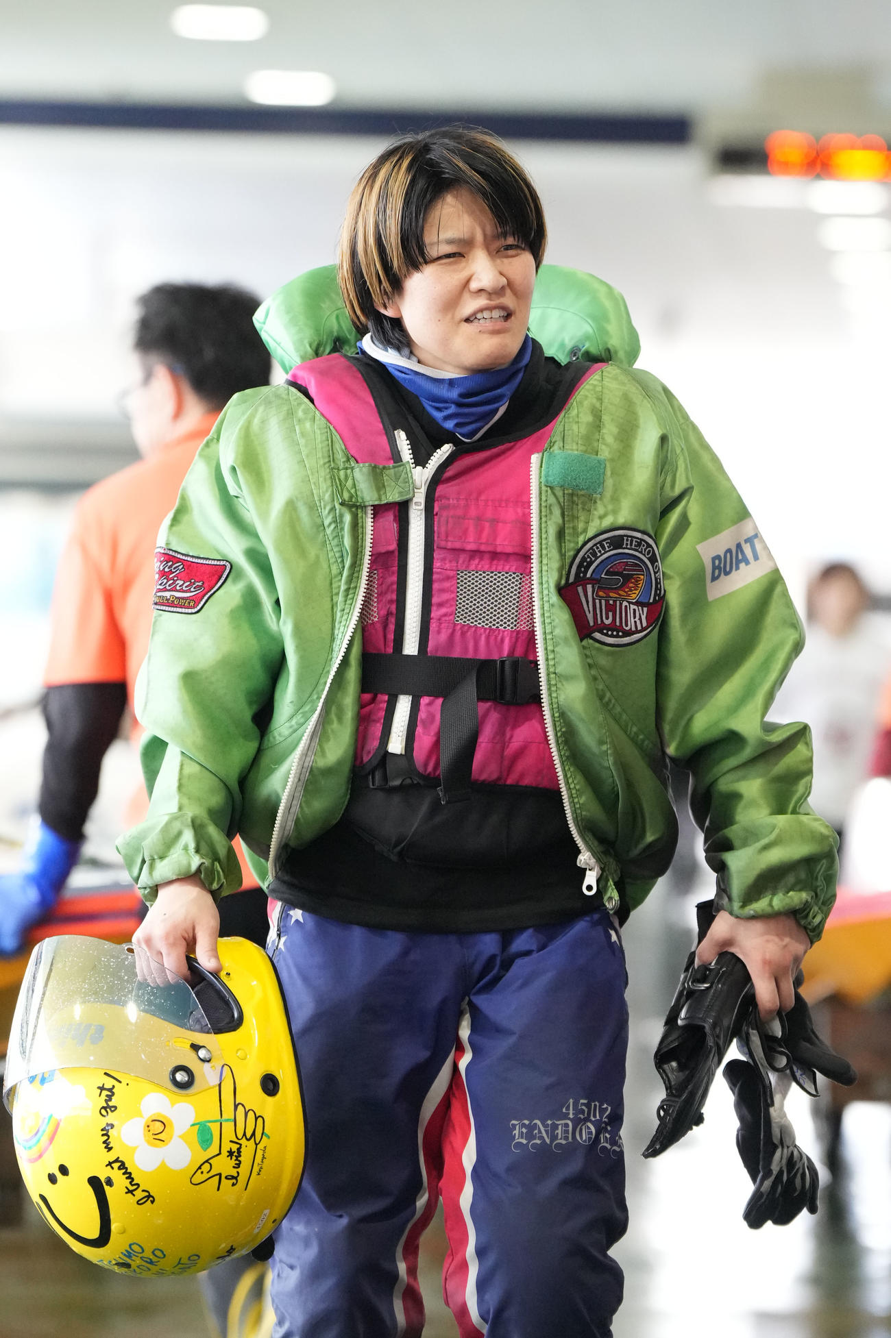 第10R、2着となり明日の優勝戦に進む遠藤エミ（撮影・森本幸一）