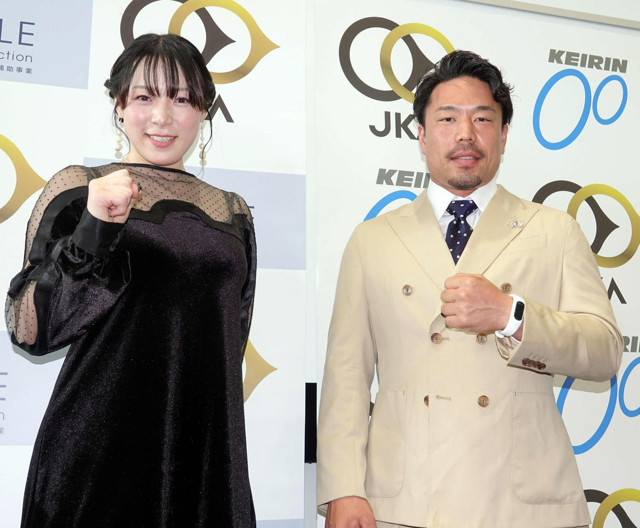 ファン投票1位に選出された古性優作（右）と児玉碧衣