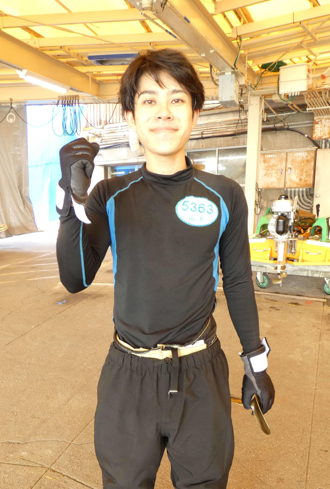 山本凱立は尼崎ボートの初水面を乗りこなせている（撮影・前原一樹）
