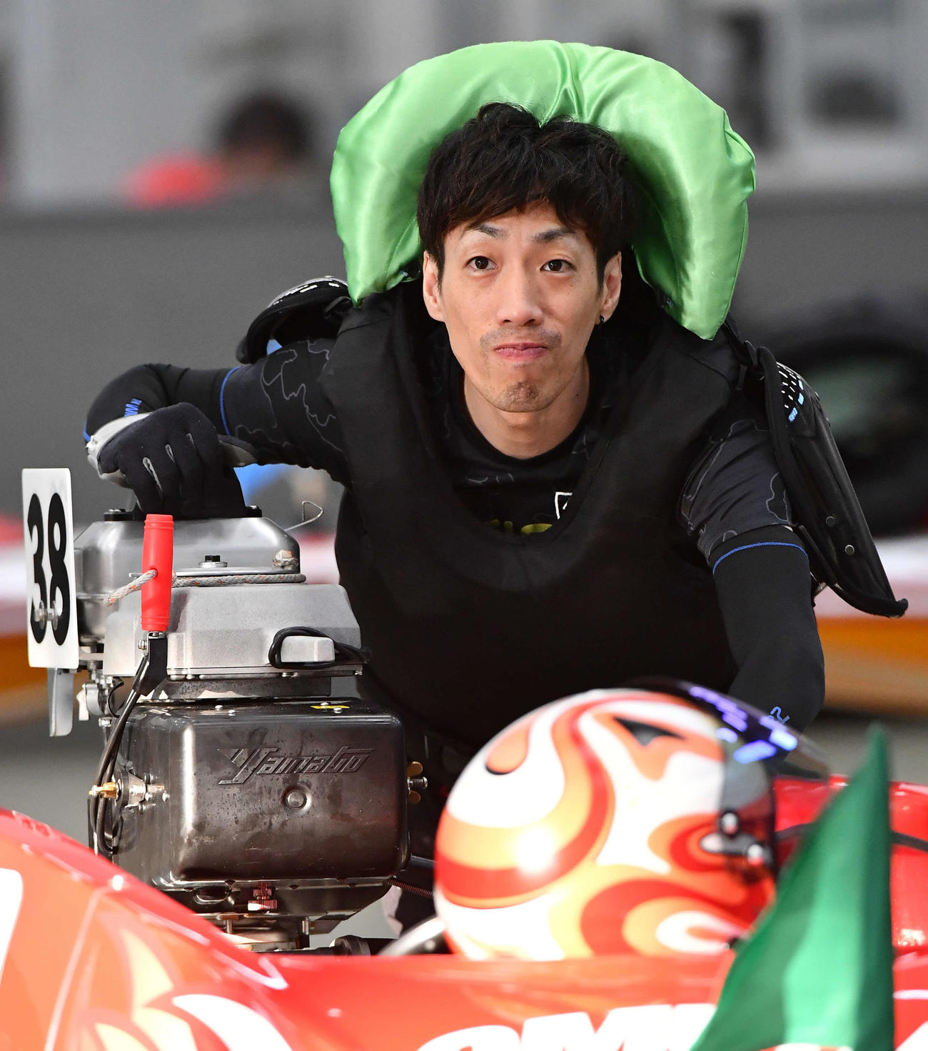大村ボート参戦中の坪口竜也（撮影・岩下翔太）
