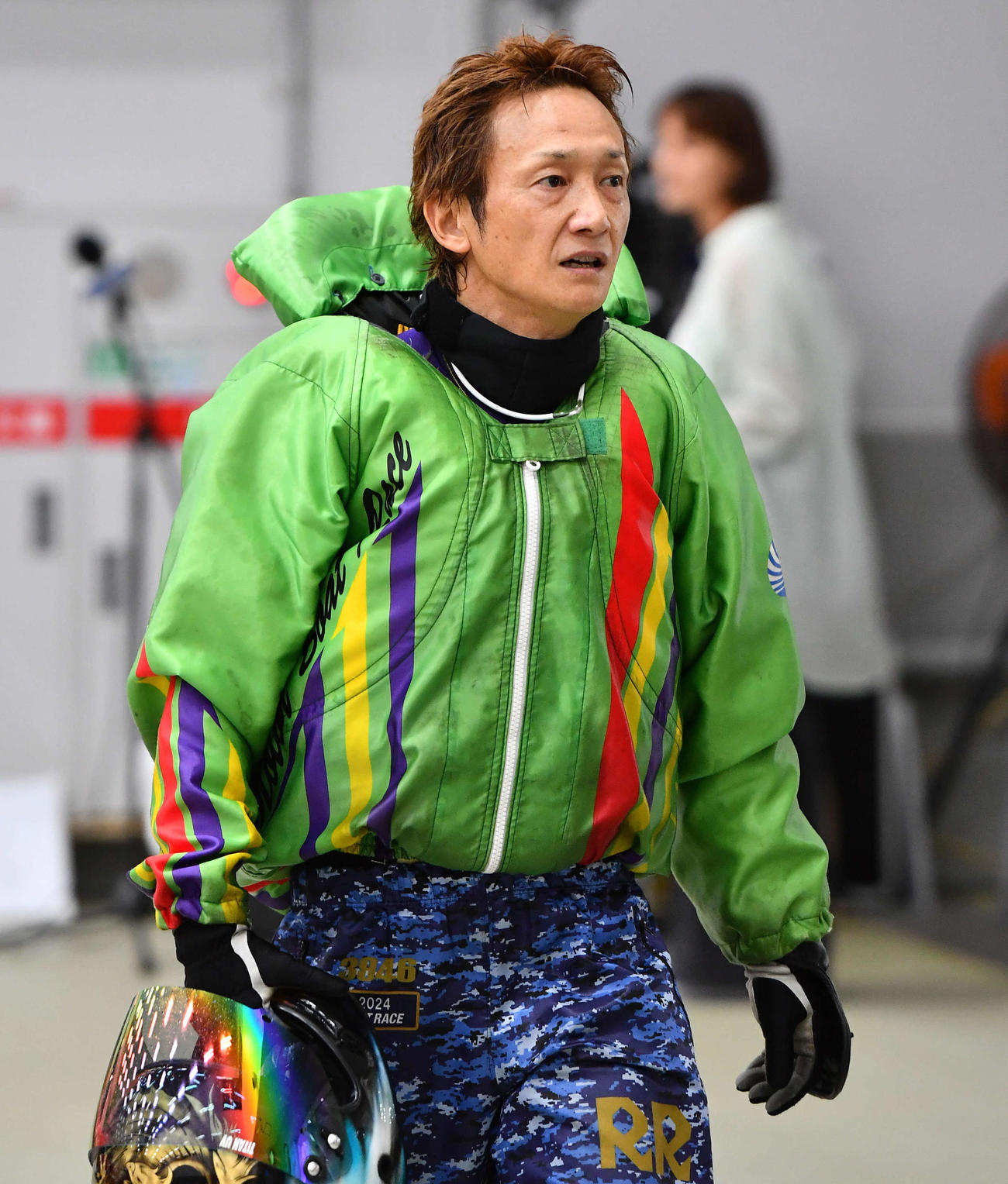 G2モーターボート誕生祭5日目　11Rを終えて引き揚げる赤岩善生（撮影・岩下翔太）