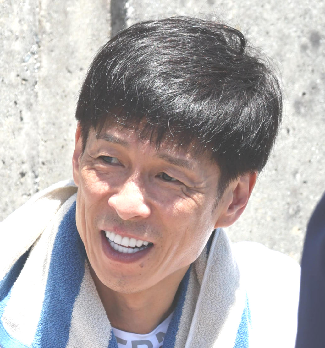 レース場入りする池田浩二（撮影・宮崎幸一)