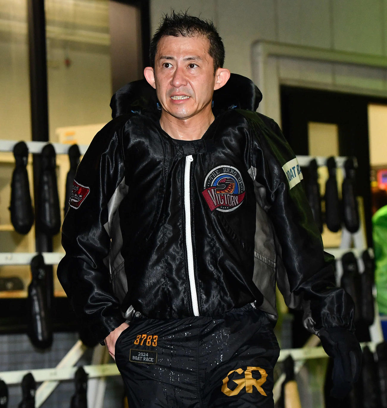 SGボートレースメモリアル3日目　10Rを終えて引き揚げる瓜生正義（撮影・岩下翔太）