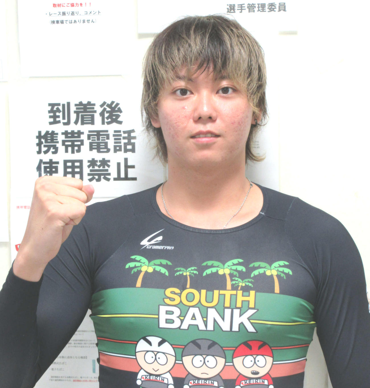 準決での同期対決へ気合を入れる与古田龍門