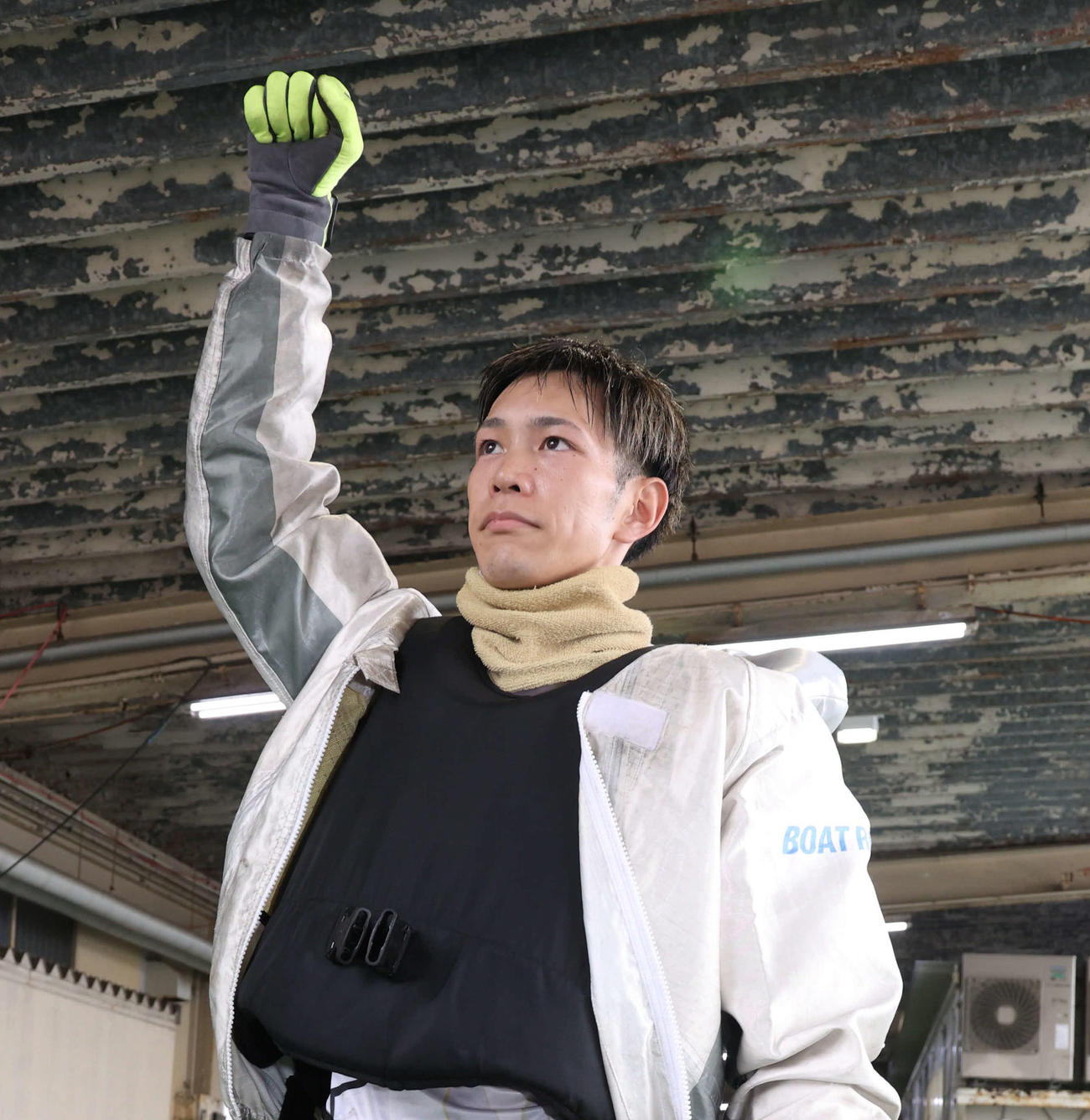 G1初勝利にポーズを決める登玉隼百（撮影・西尾就之）